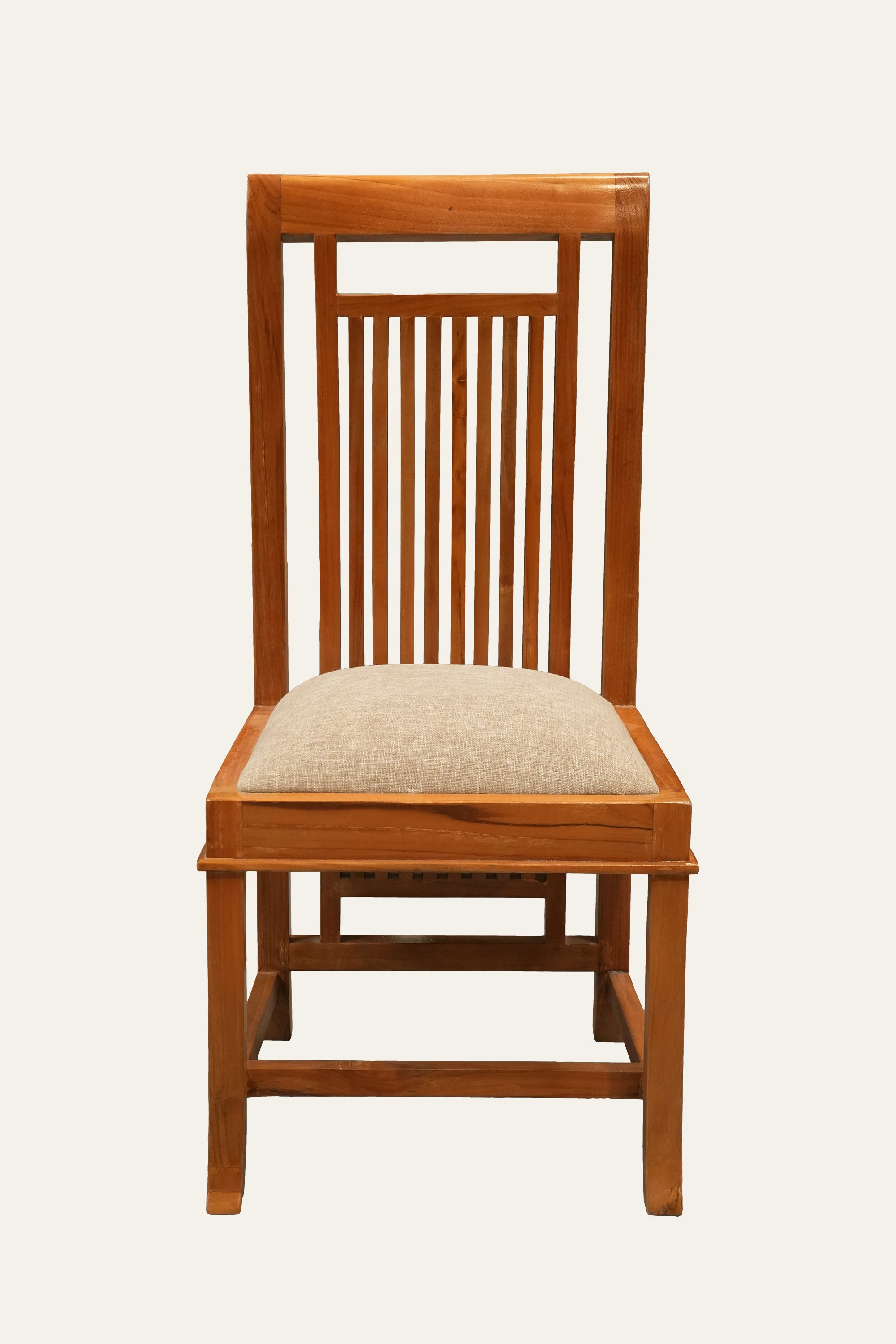 High Back Wooden Dining Chair with Plush Upholstery