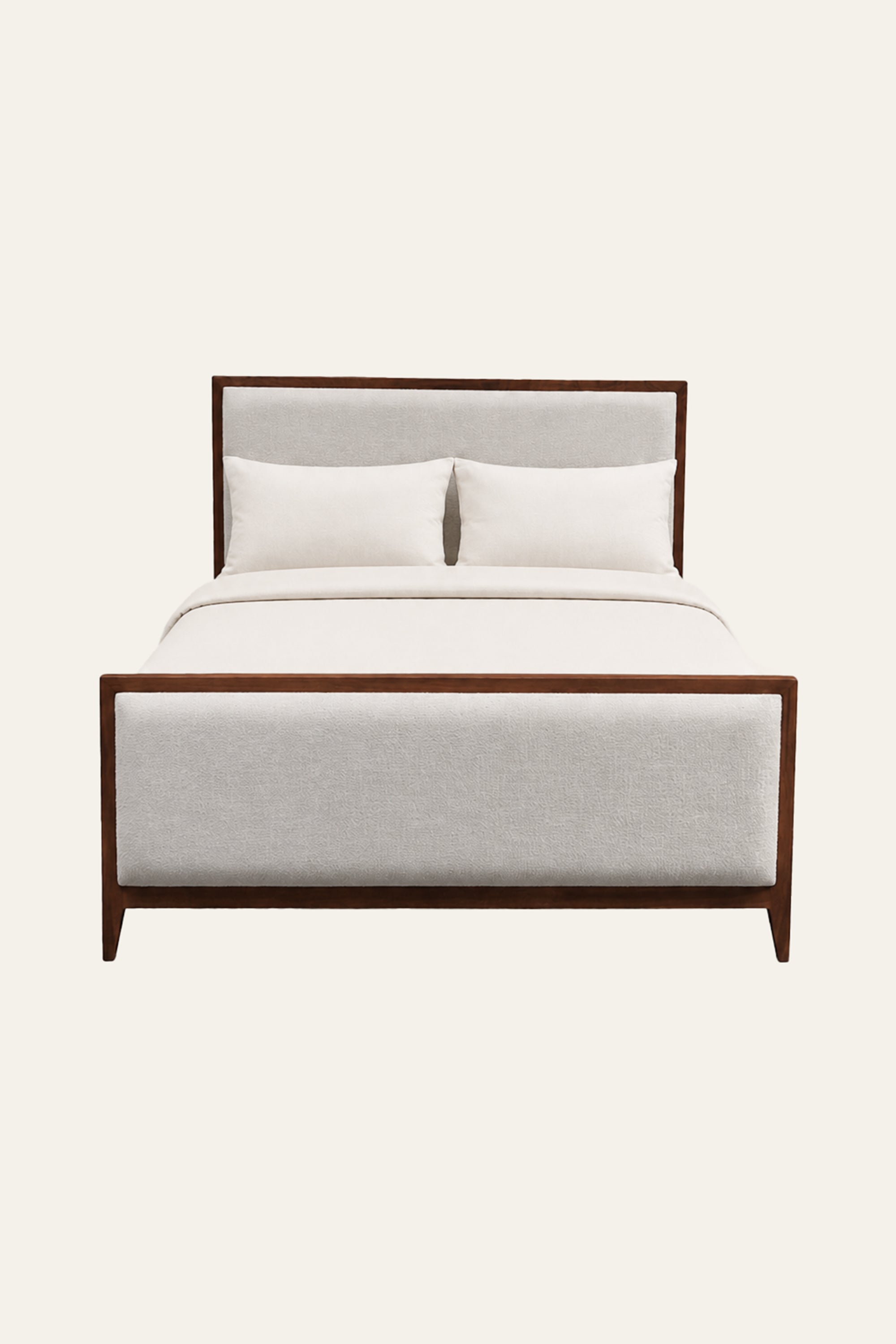 Minimal Upholstered Bed with Wood Frame