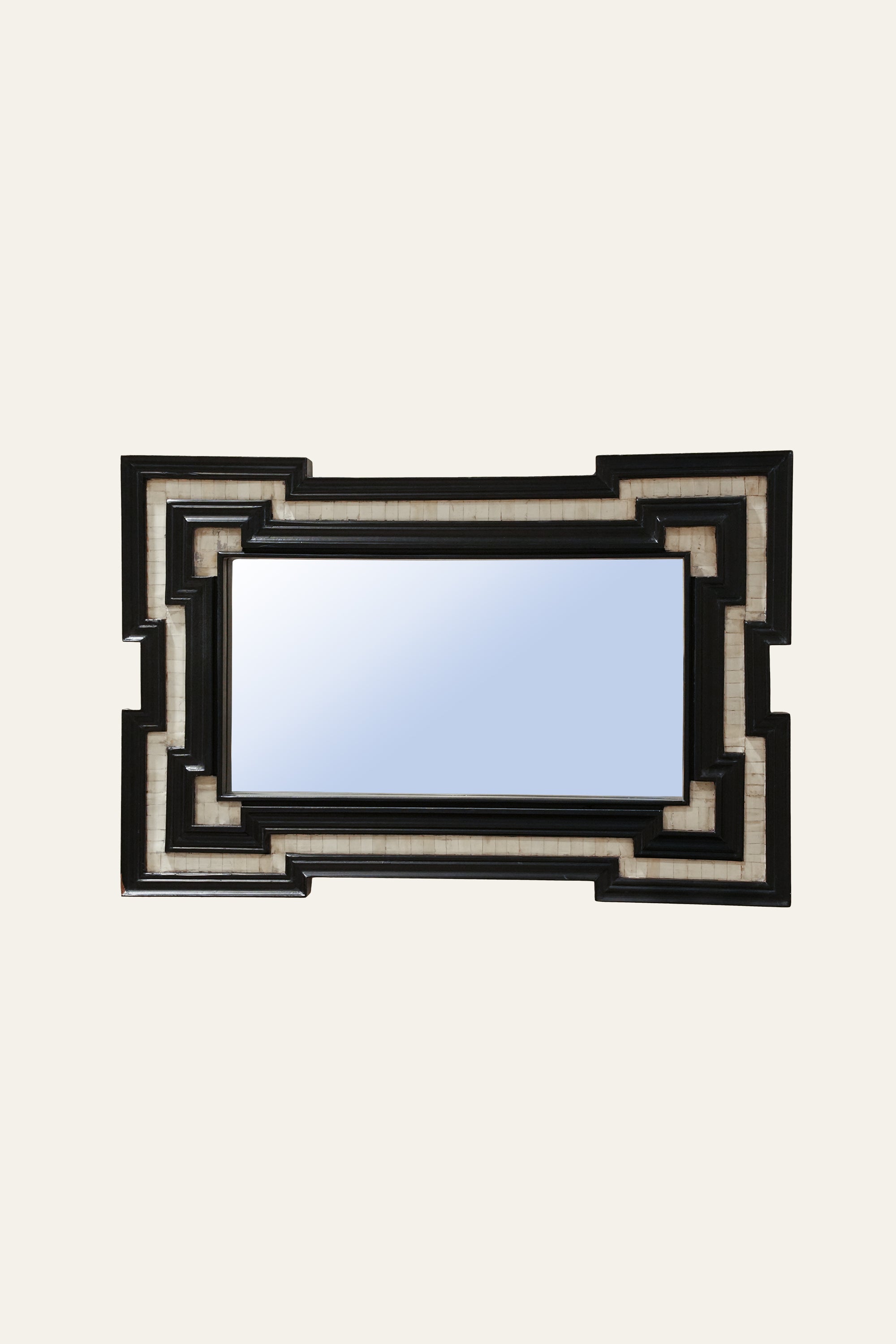Bone Inlay Black Rectangular Wall Mirror