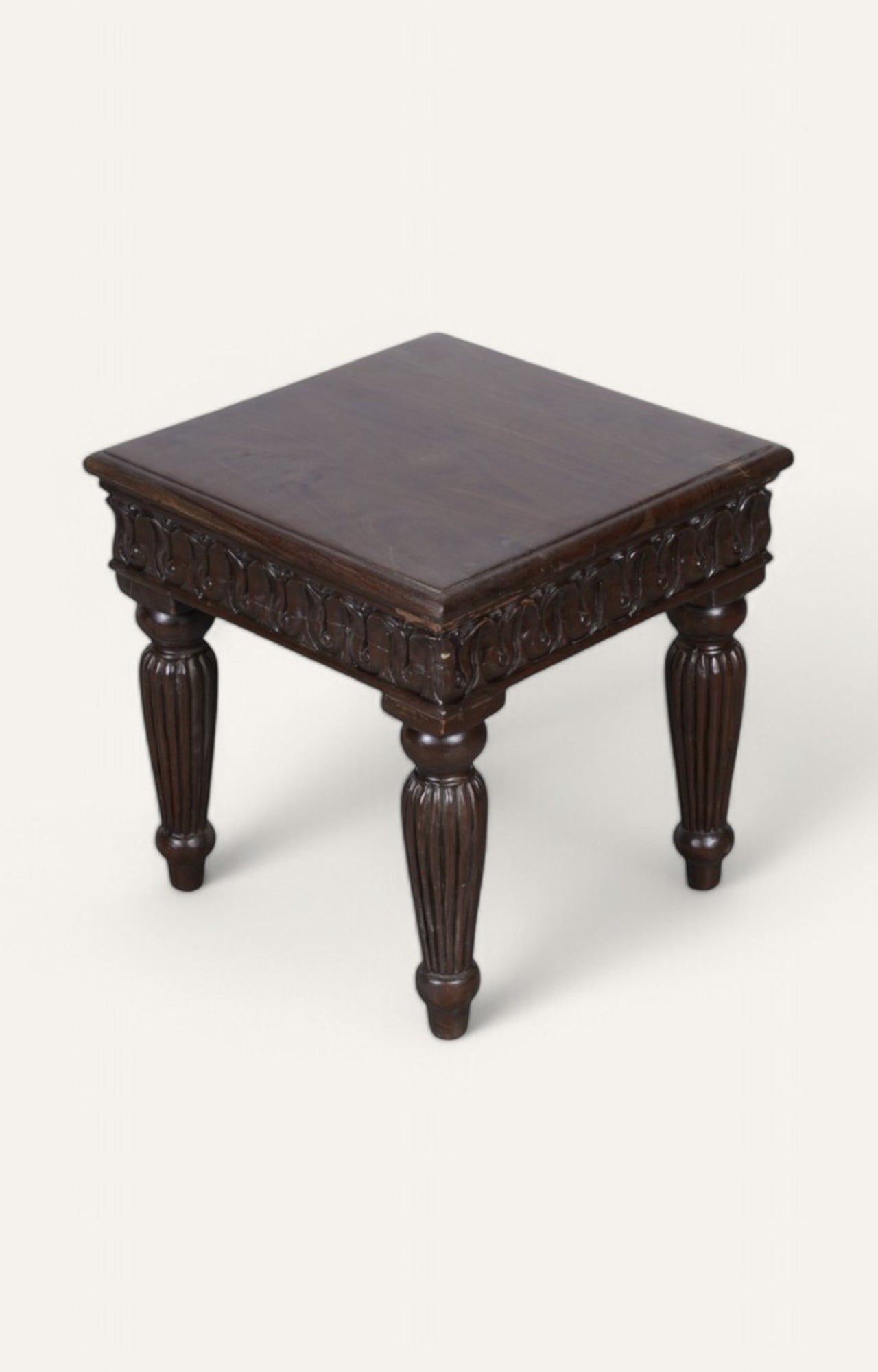 Brown Side Table with Fluted Legs