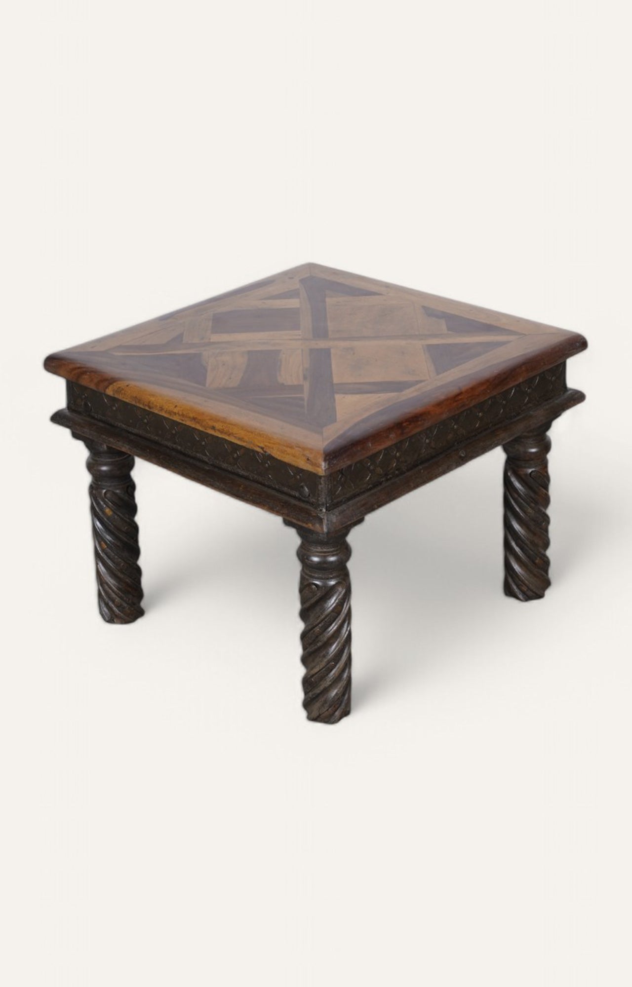 Traditional Side Table with Parquet Top
