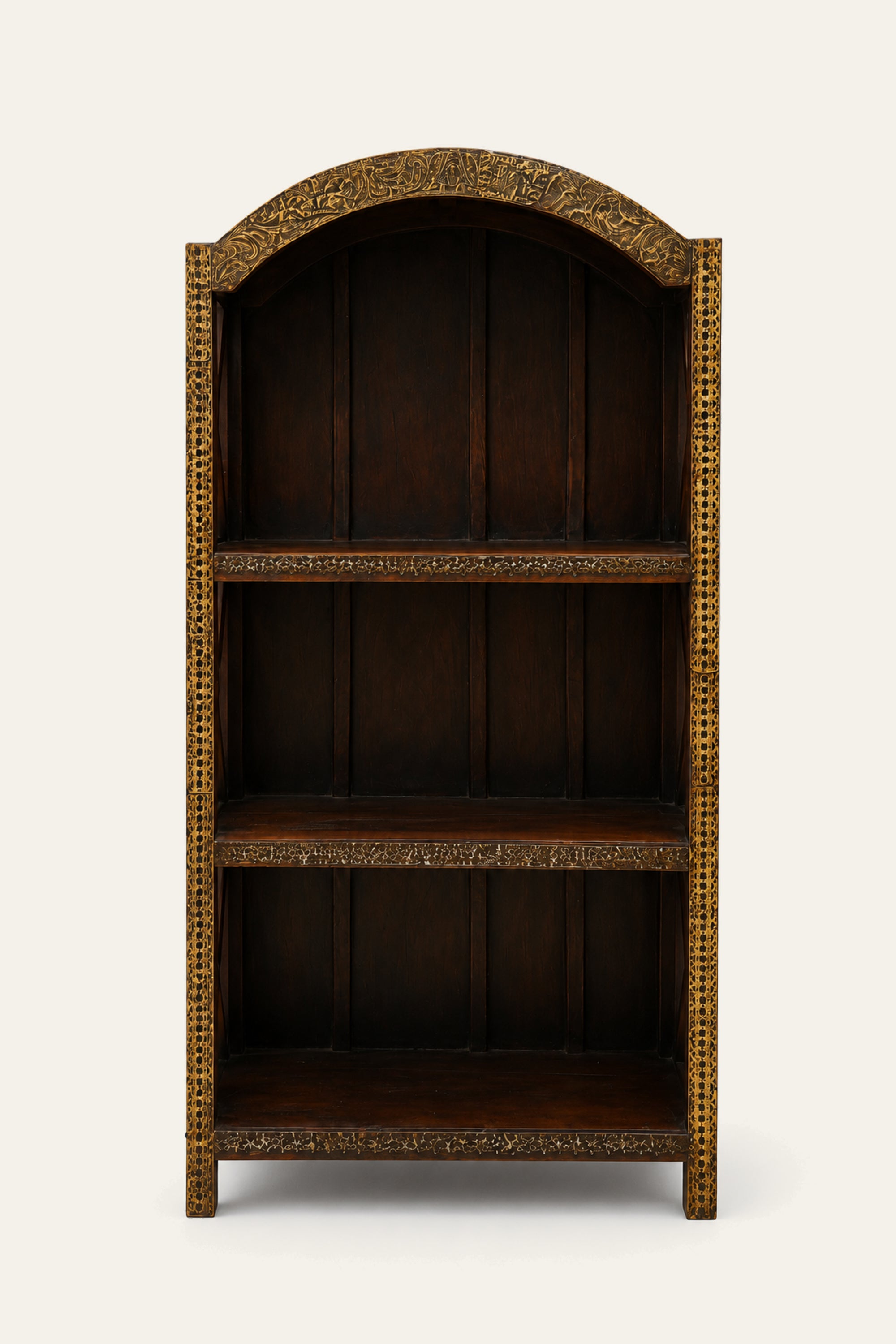 Curved 3-Tiered Shelf with X-side Cross Brace