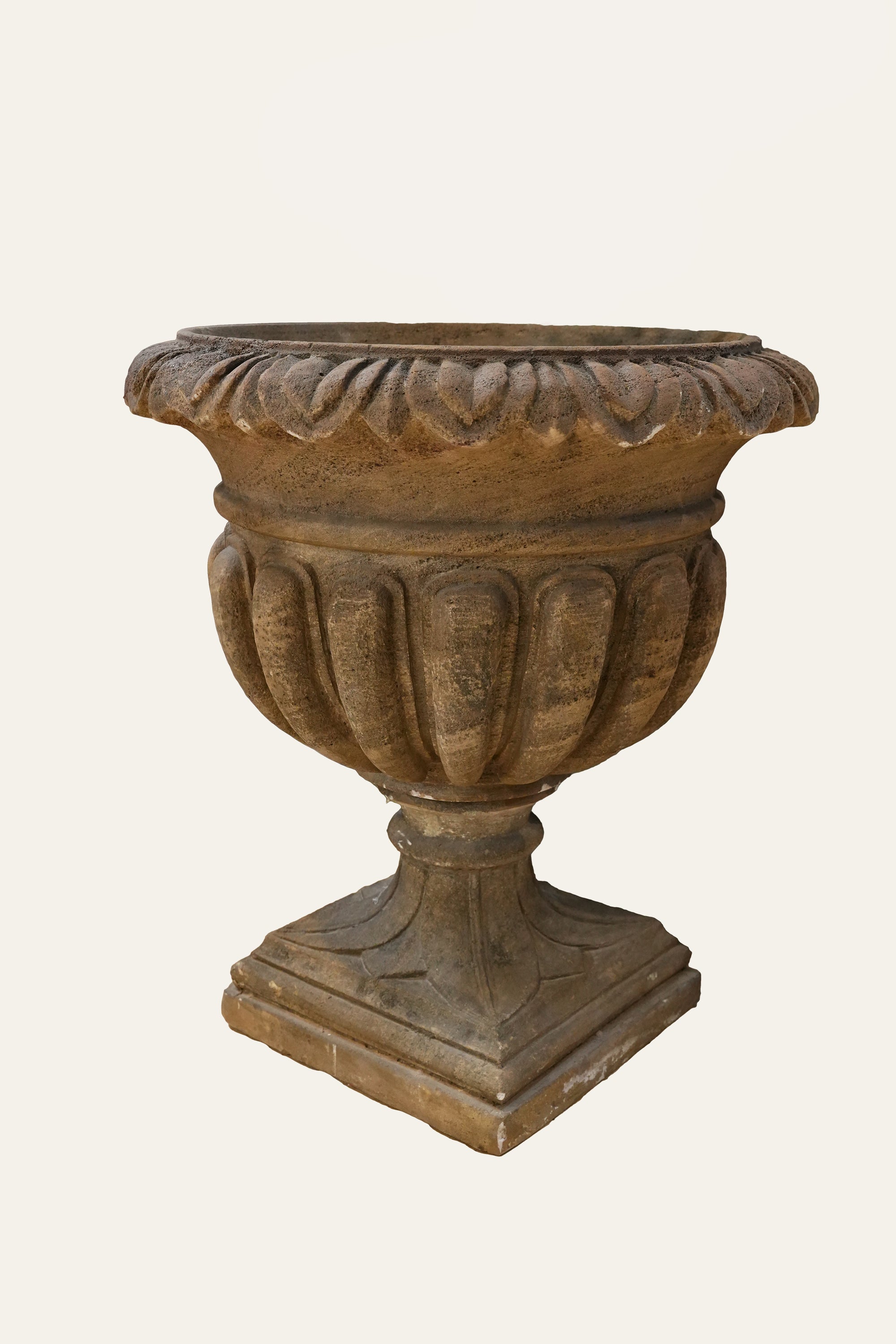 Fluted Urn Planter with Square Pedestal Base