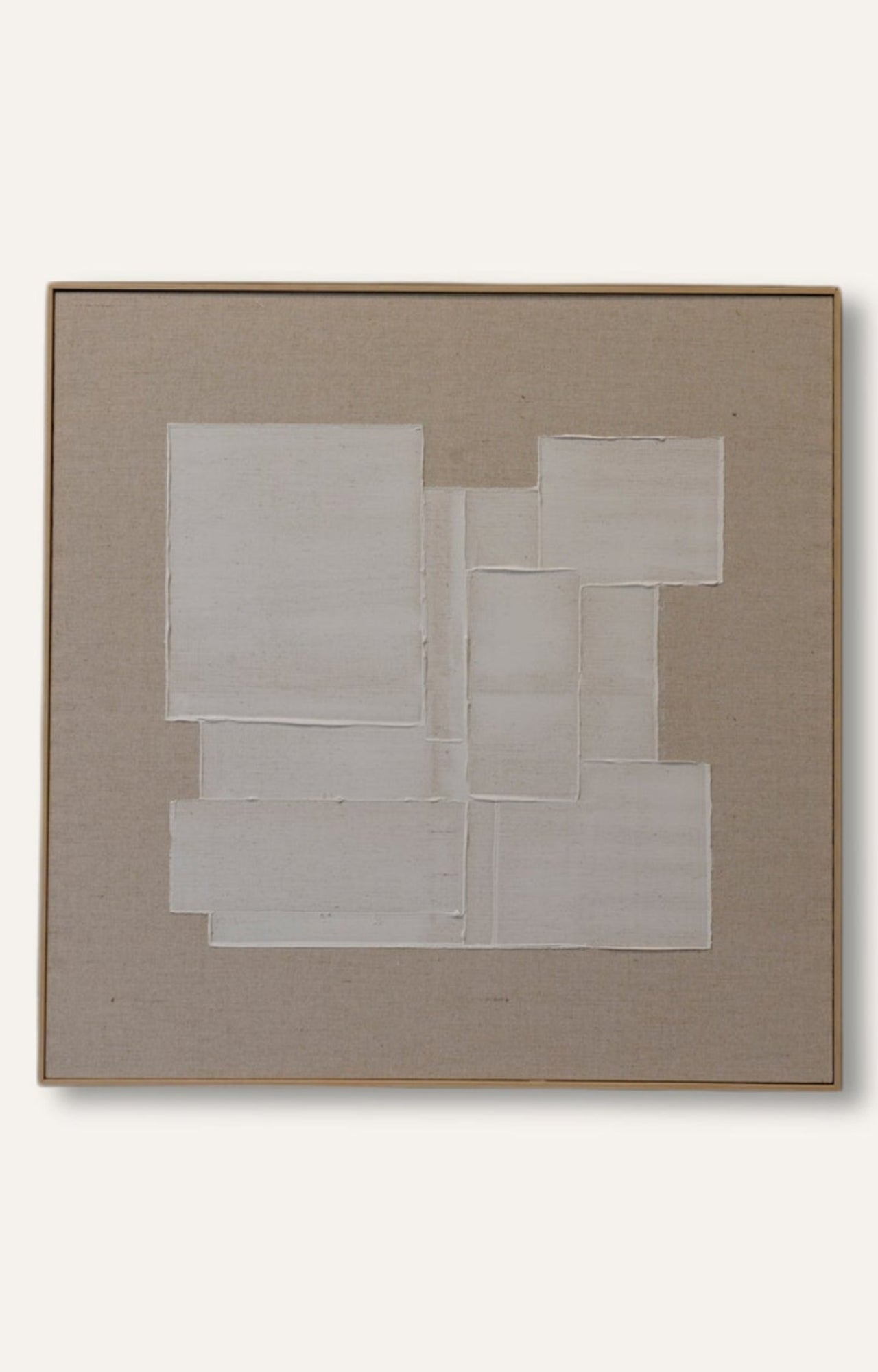 Minimalist Abstract White Textured Art on Hessian with Frame
