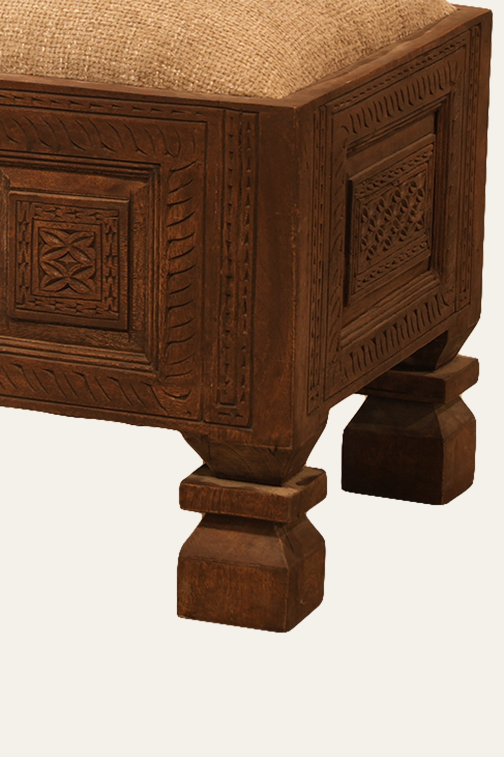 Mughal Style Upholstered Bench for Bedroom, Hallway & Living Room