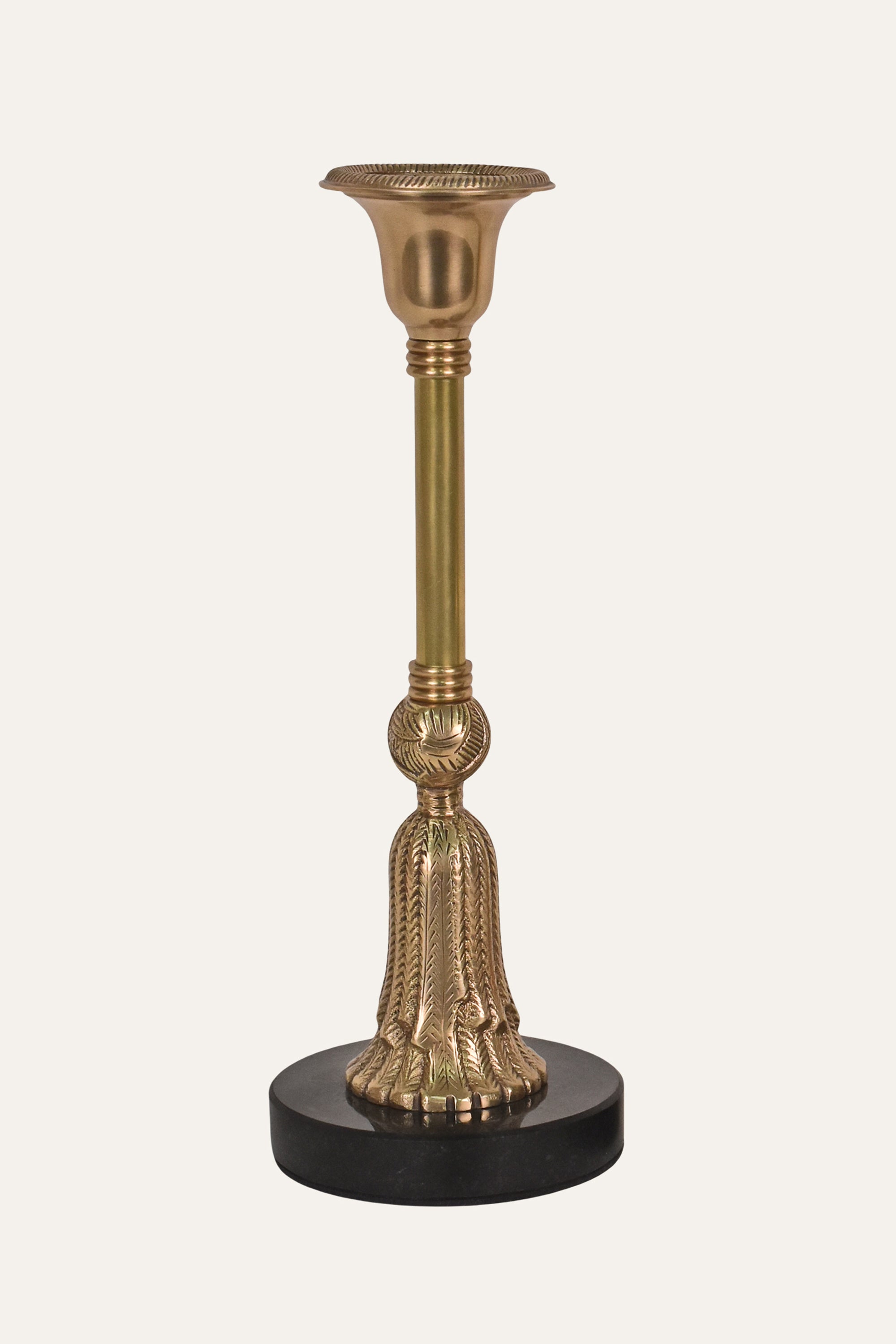 Handcrafted Antique Brass Candle Holder - Small