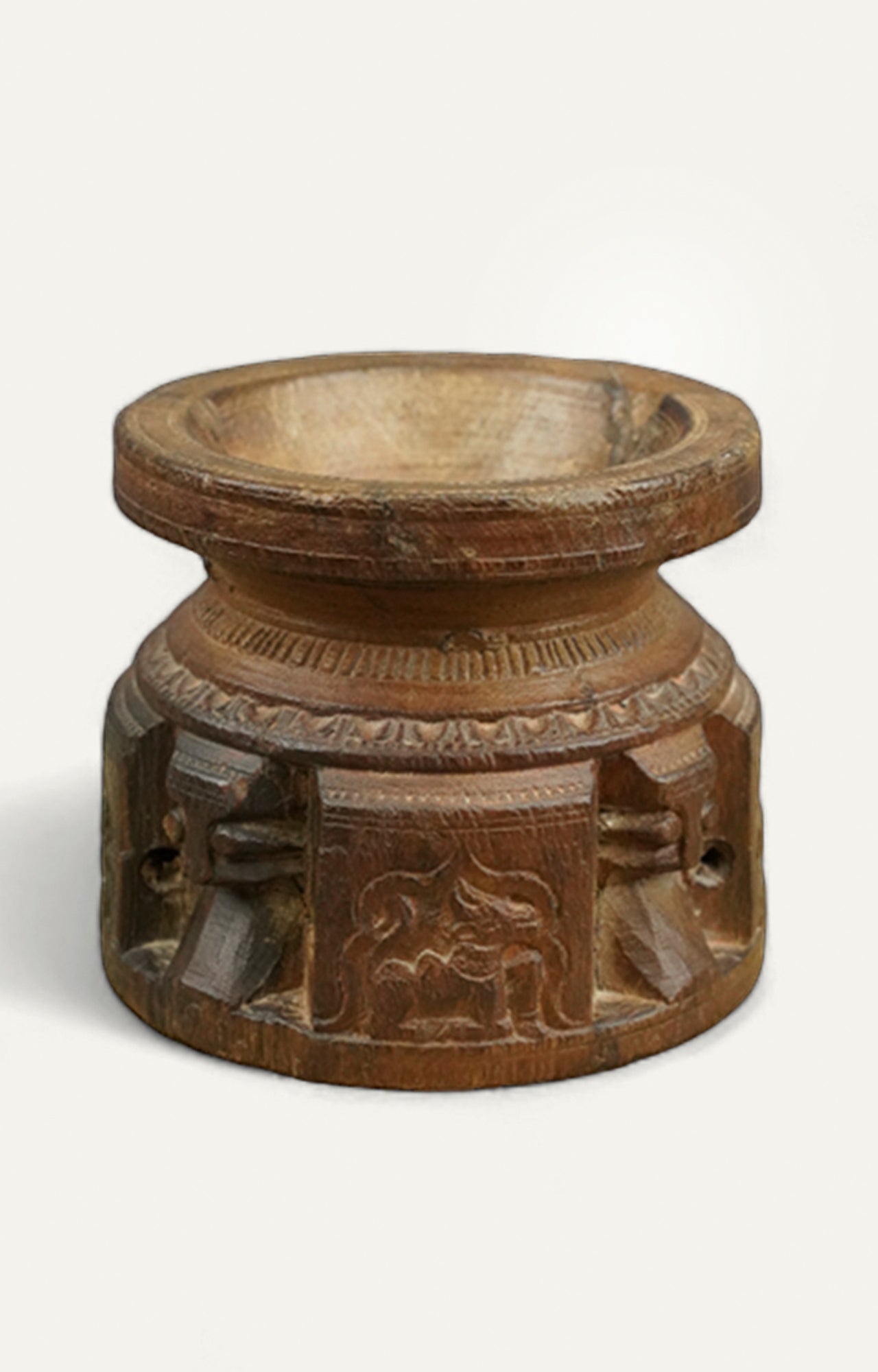 Light Wood Carved Candle Holder