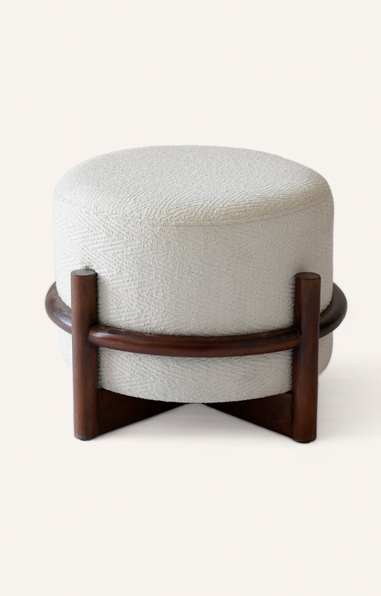 Round Wooden Poufy Stool
