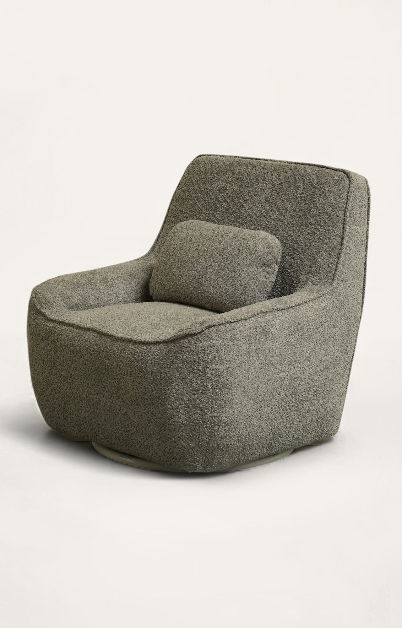 Ashen Bouclé Lounge Chair with Cushion