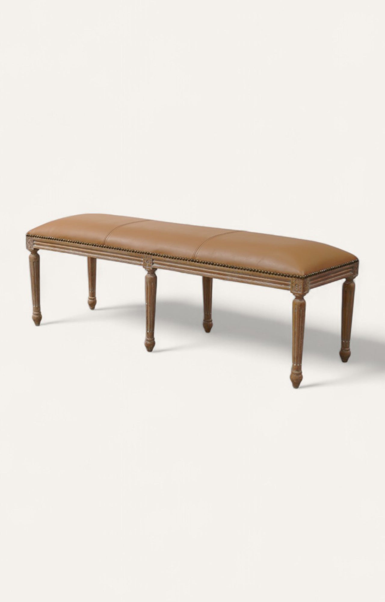 Classic Leatherite Bench with Fluted Legs