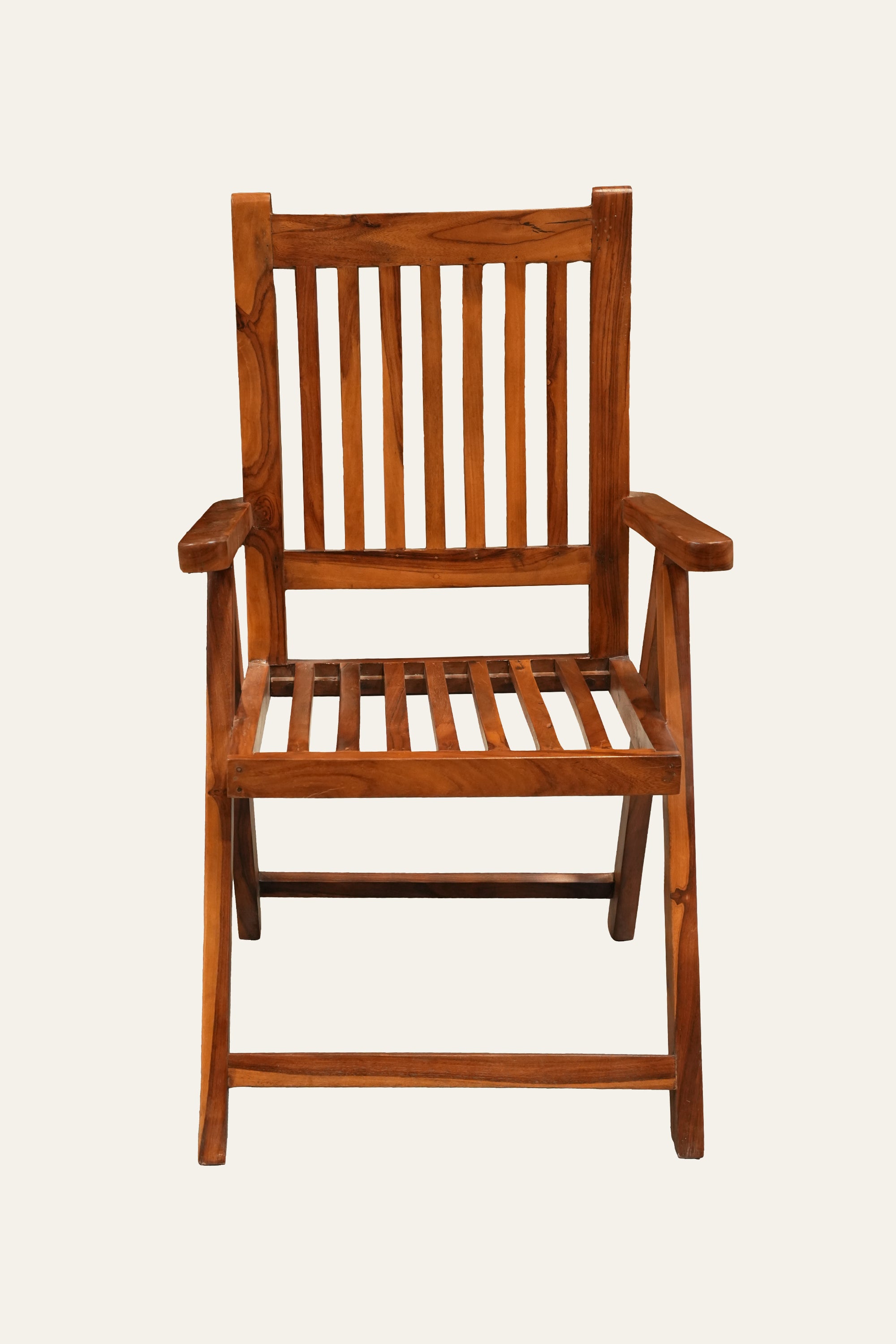 Slatted Back Wooden Armchair for Living Room