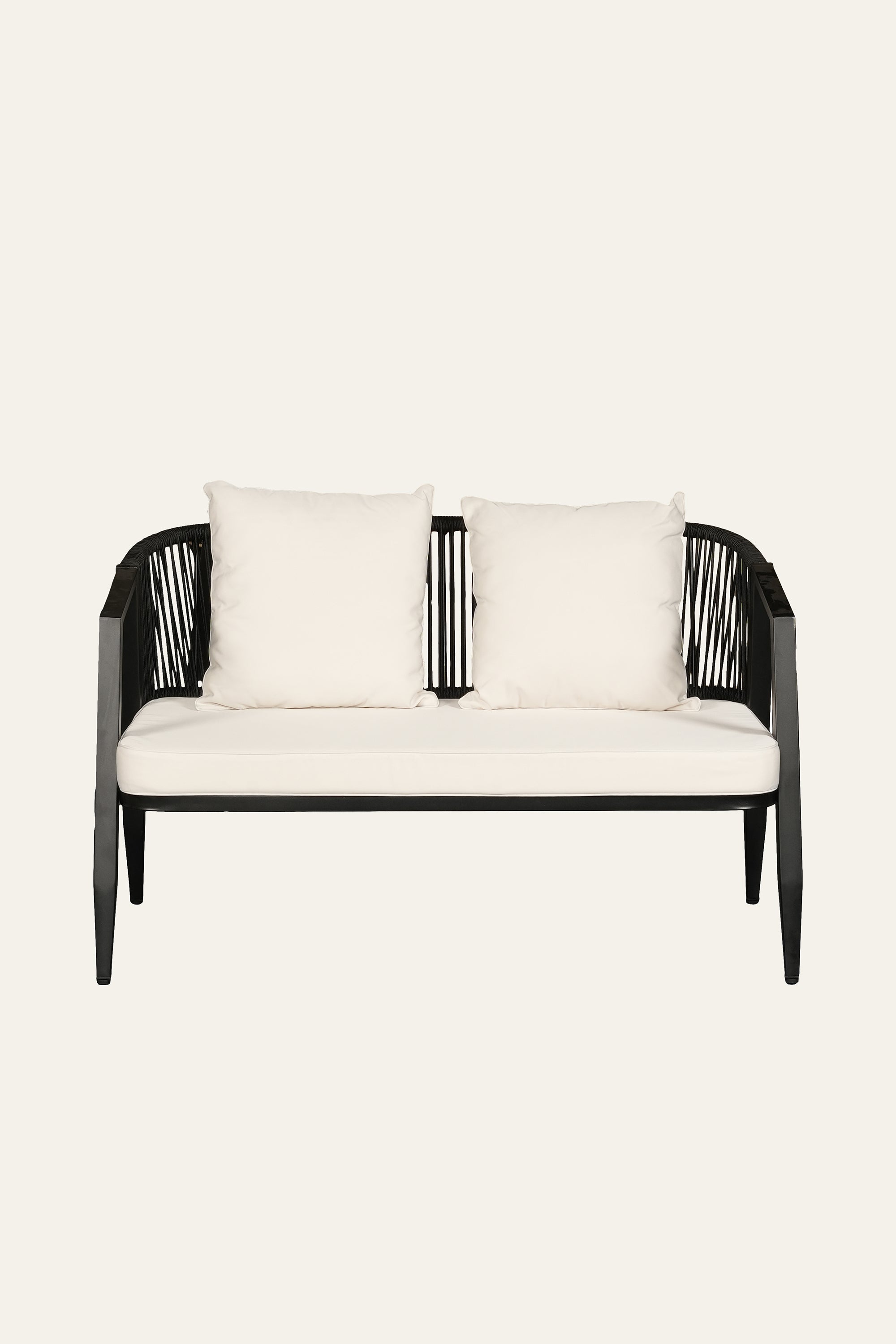 Black Modern Outdoor 2-Seater Sofa for Patio
