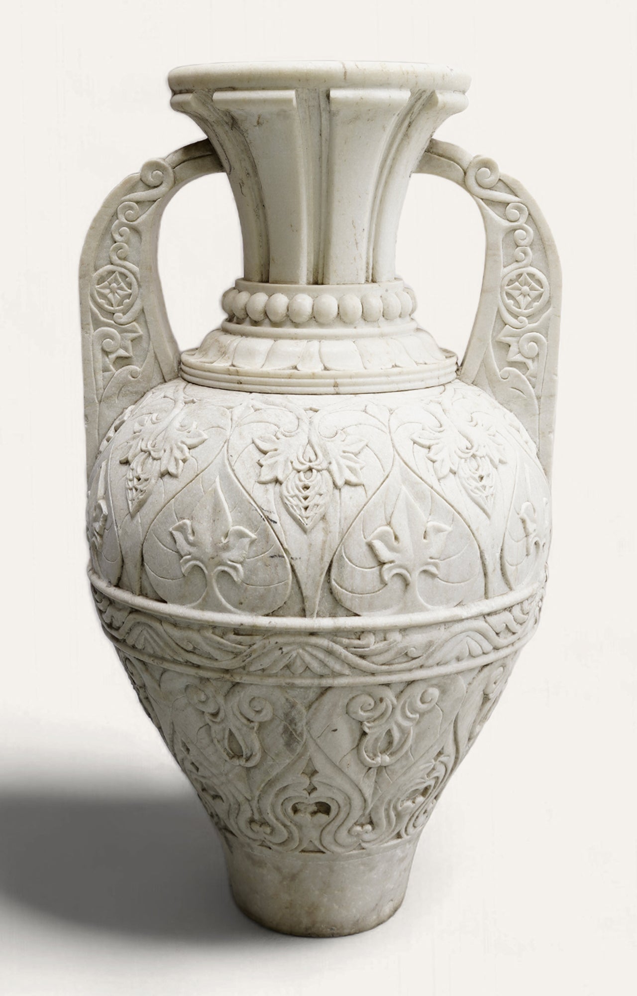 Long White Marble Urn Planter Vase