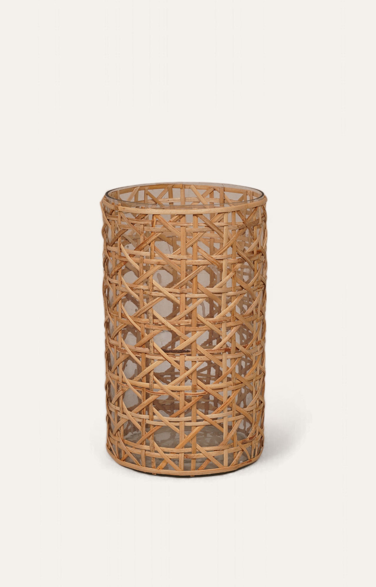 Glass Cane Weave Candle Holder Big