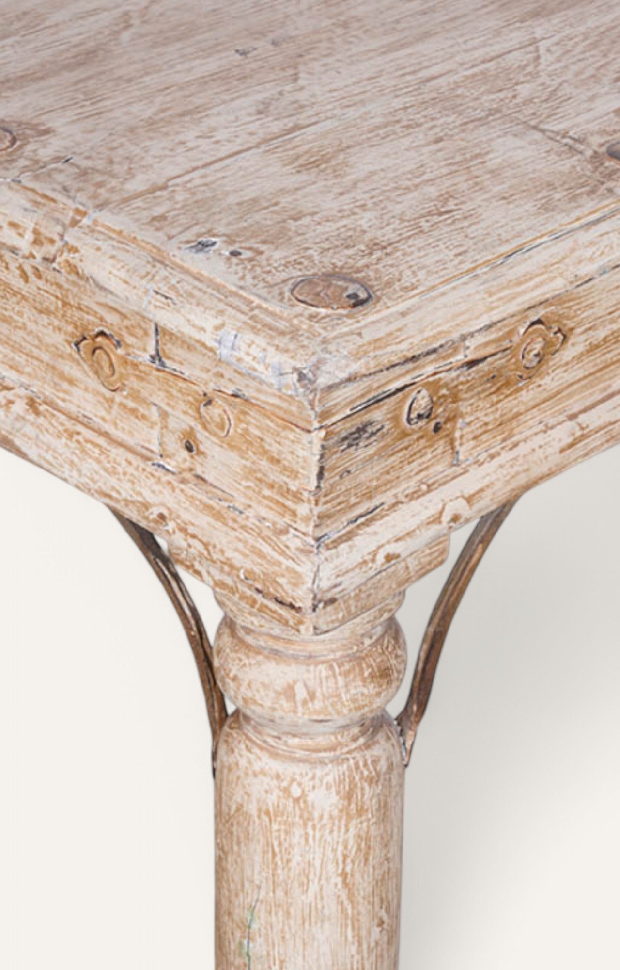 White Distress Finish Wooden Side Table