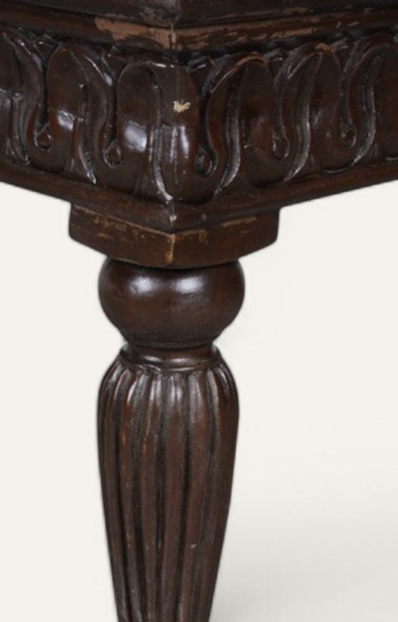 Brown Side Table with Fluted Legs