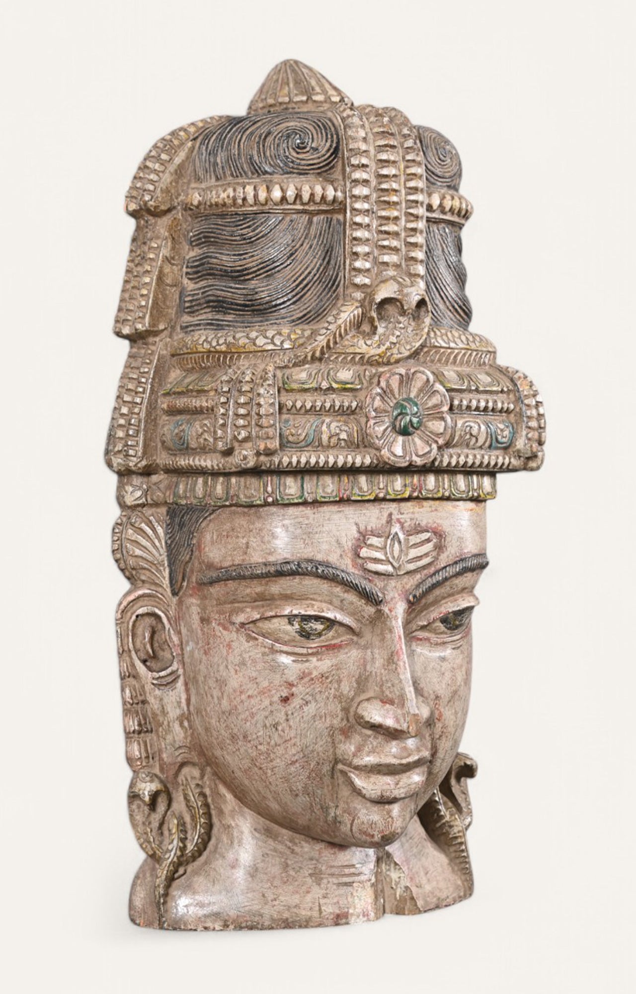 Traditional Man Hand-Carved Wooden Wall Mask