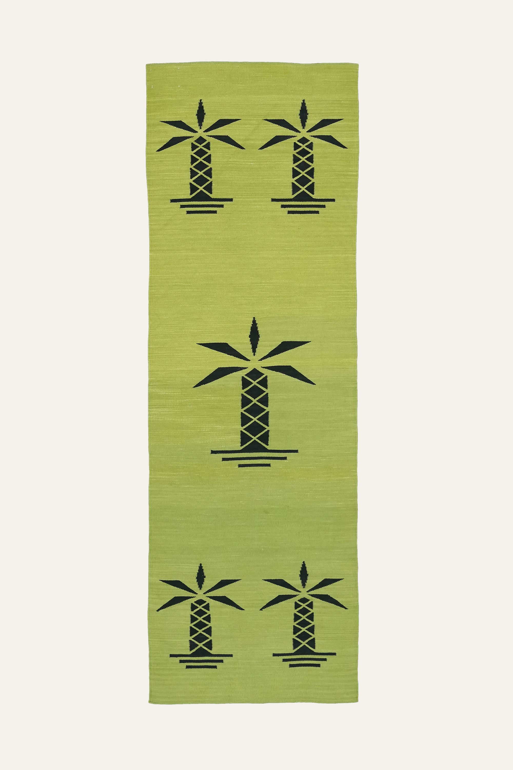 Yellow Yoga Mat for Kids with Black Palm Tree Motifs