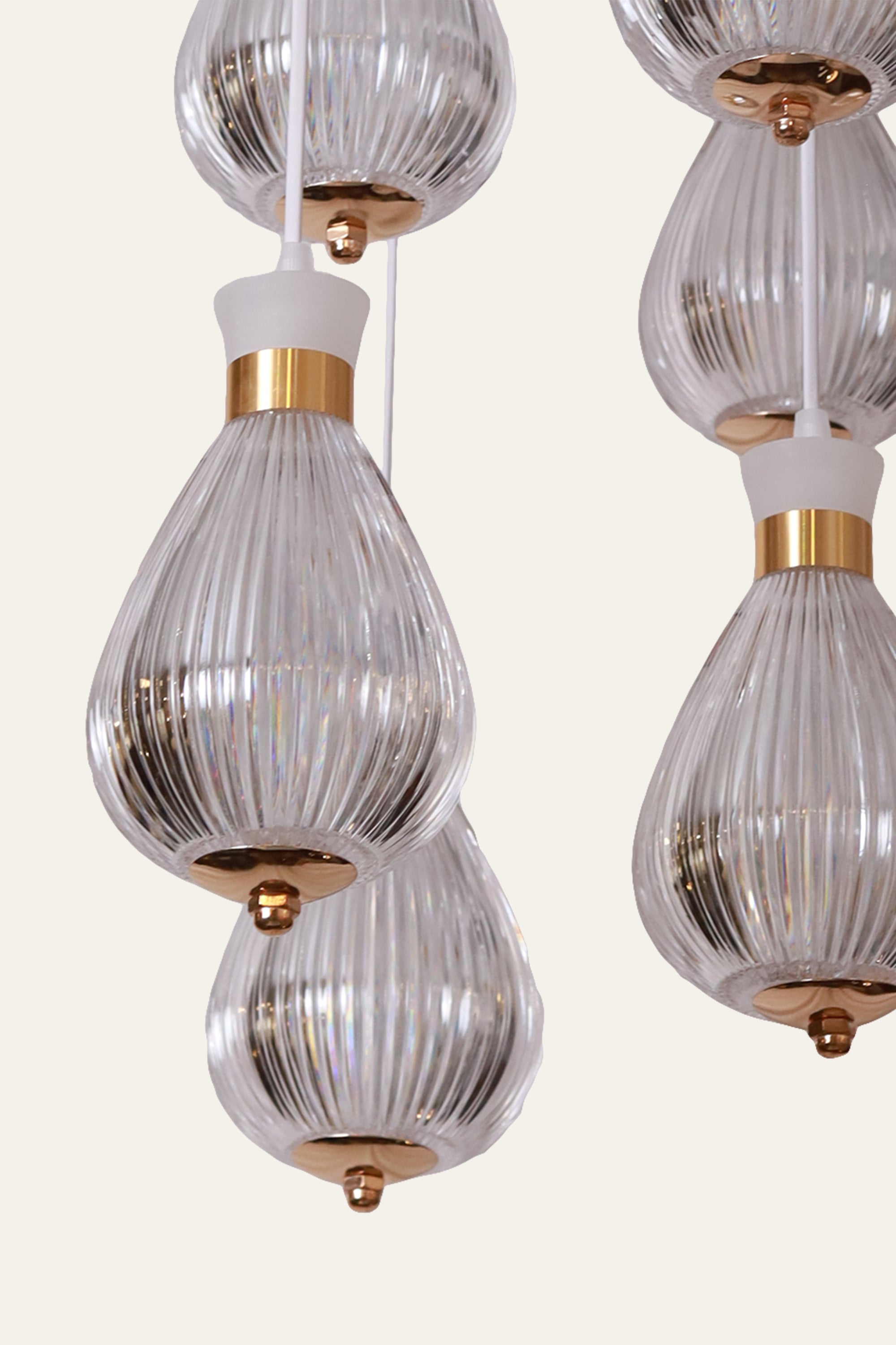 Luxury Ribbed Multi-Light Pendant Chandelier for Foyer