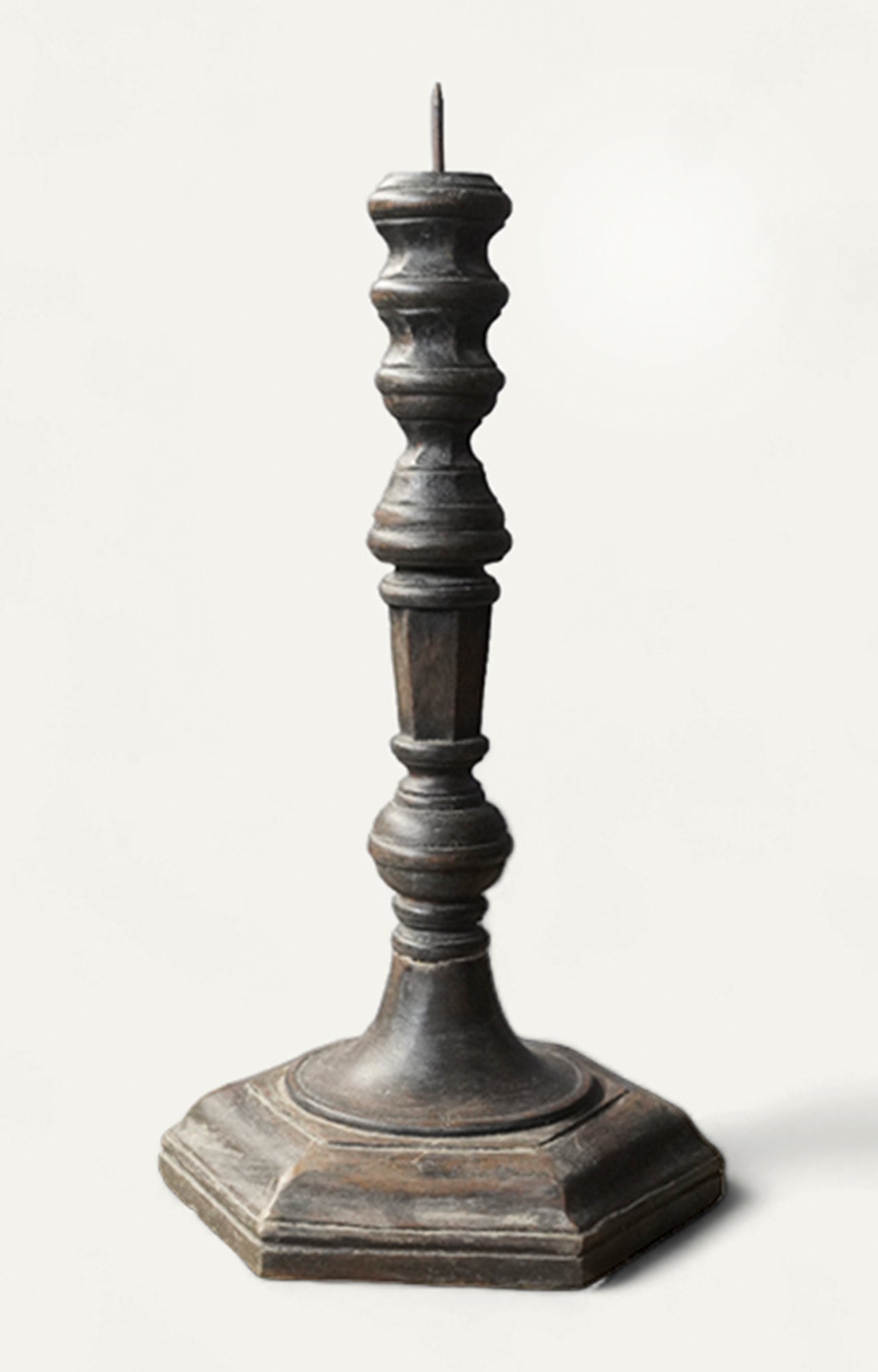 Vintage Black Wood Taper Candle Stand