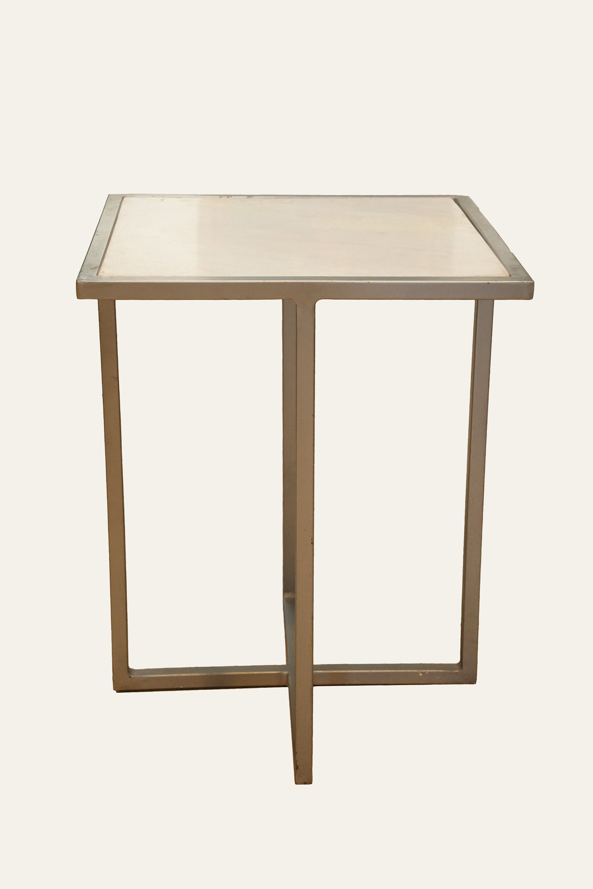Square Marble Top Side Table with Slim Metal Frame
