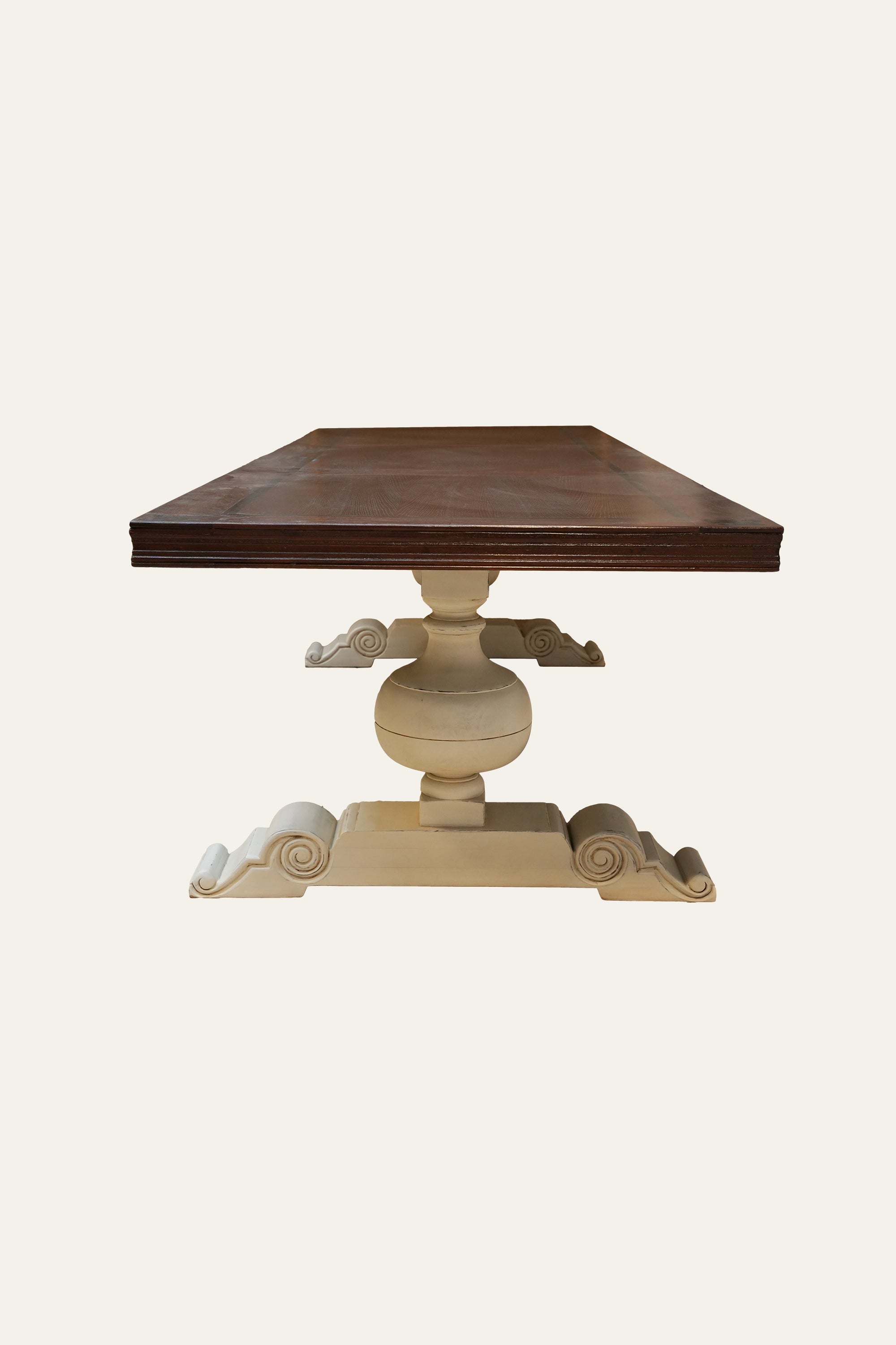 Rectangular Dual Toned Solid Wood Trestle Dining Table