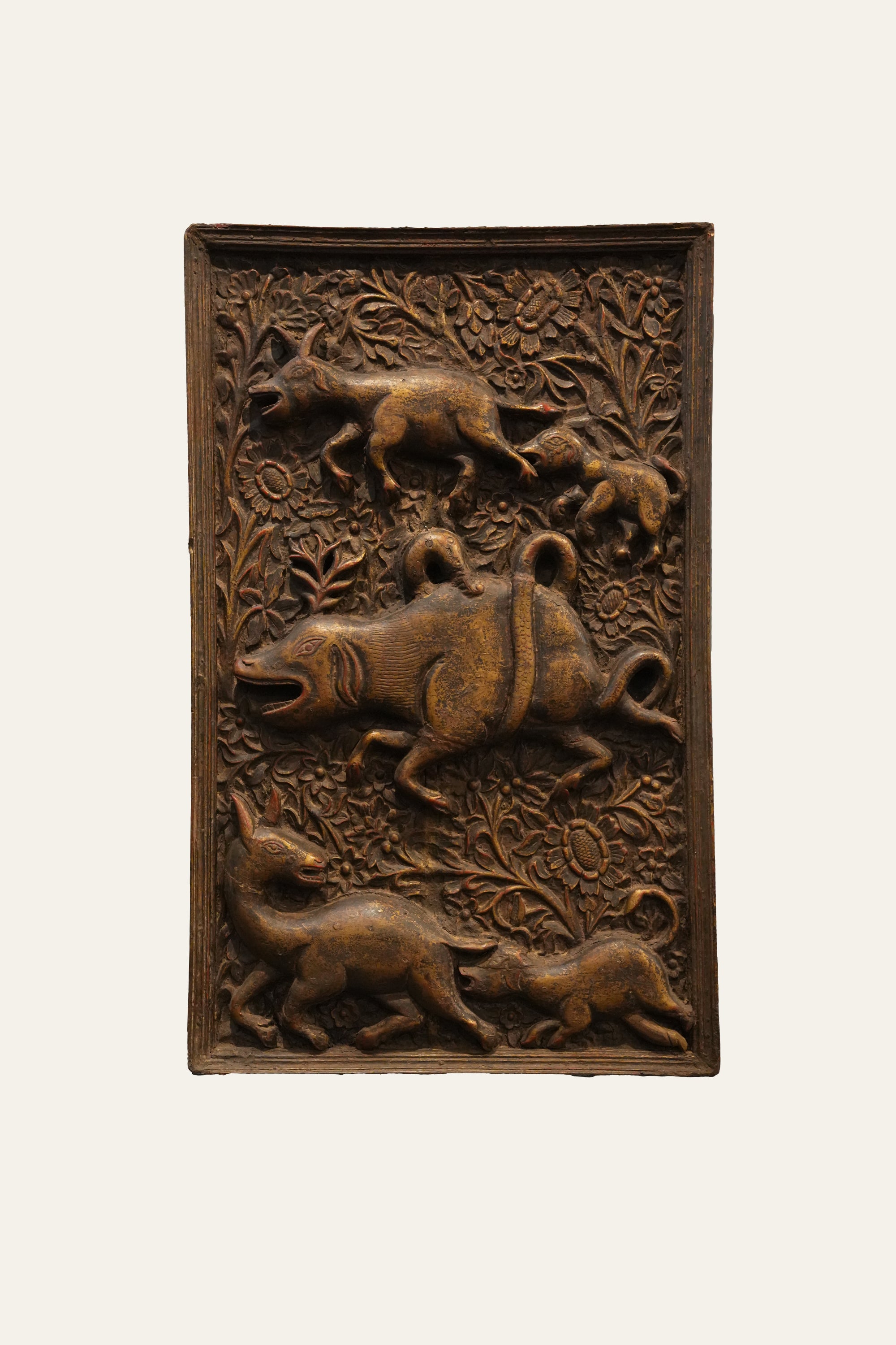 Medieval Swine & Naga Relief Wall Hanging Panel