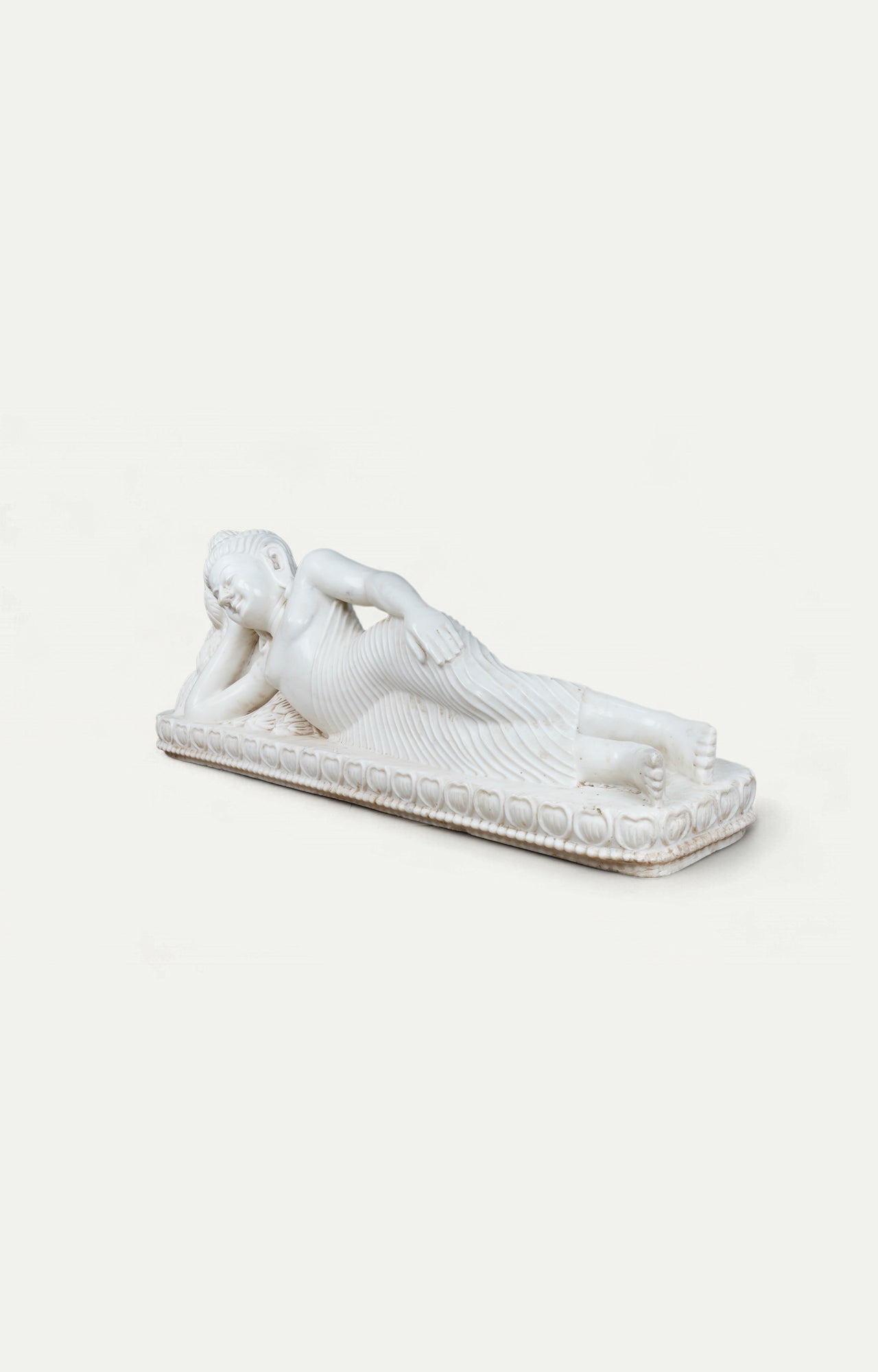 Pure White Marble Reclining Buddha Sculpture – Symbol of Enlightenment