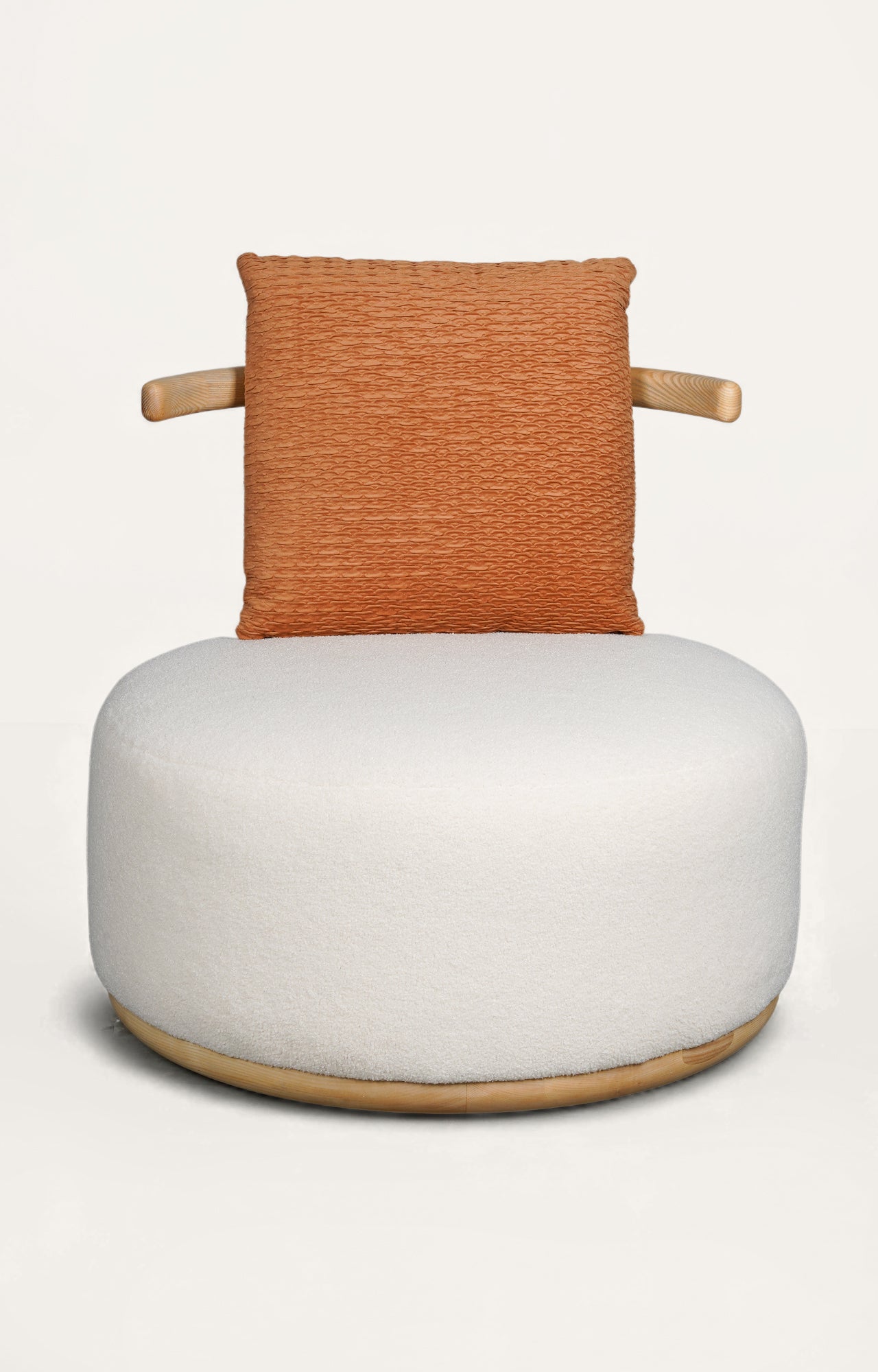 Foam Sponge Oak Armchair in Boucle