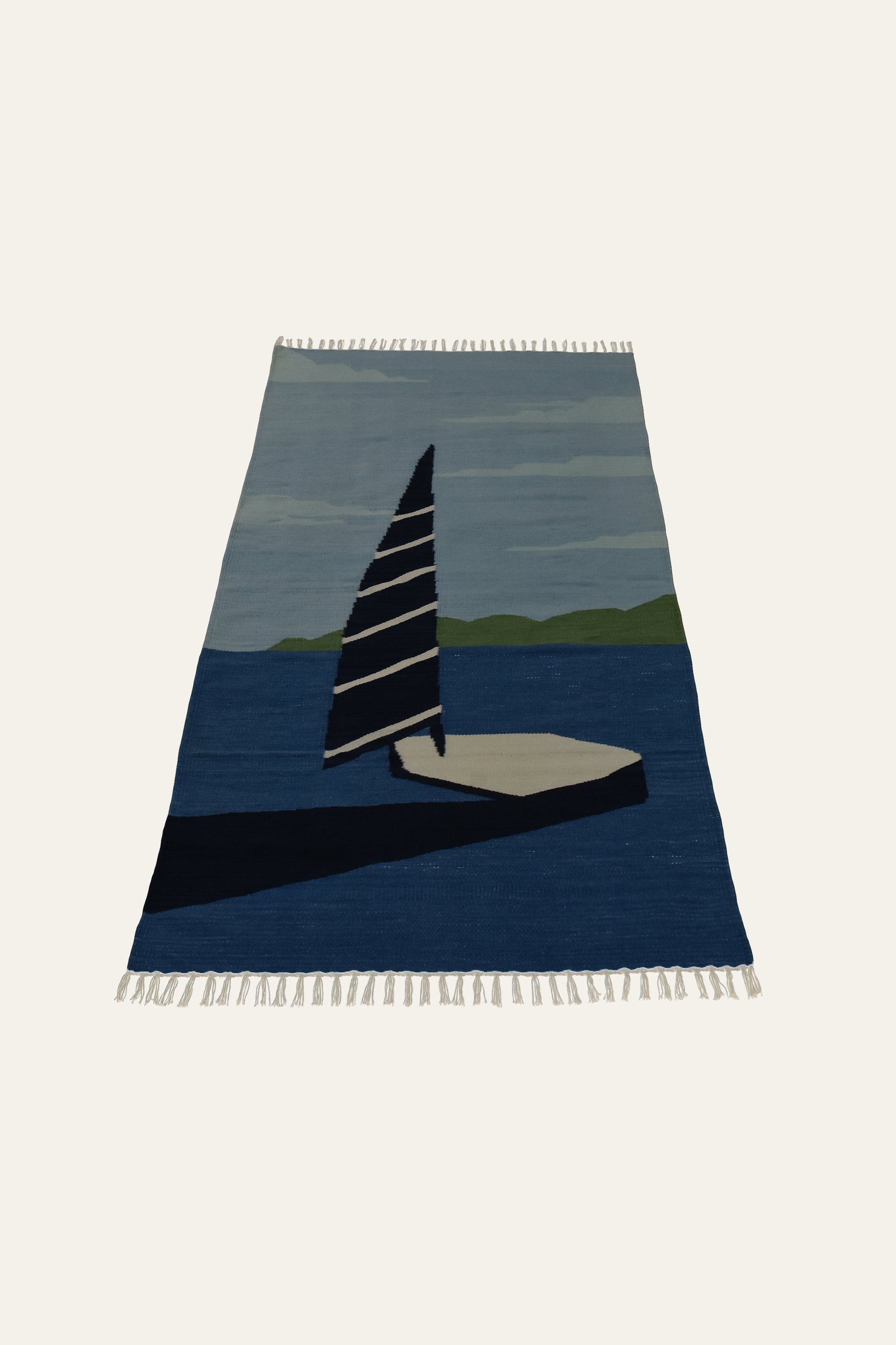 Ocean Blue Sailboat Nautical Cotton Yoga Mat