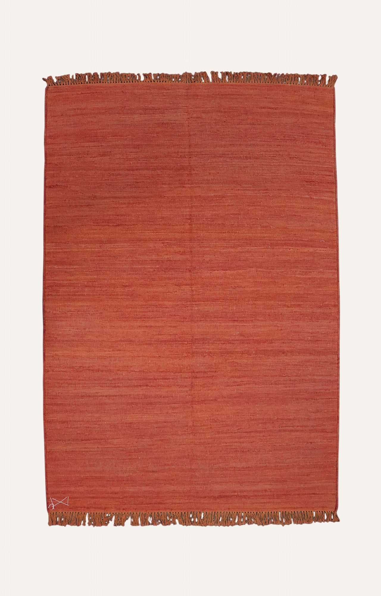 Orange Handwoven Cotton Rug with Tassels