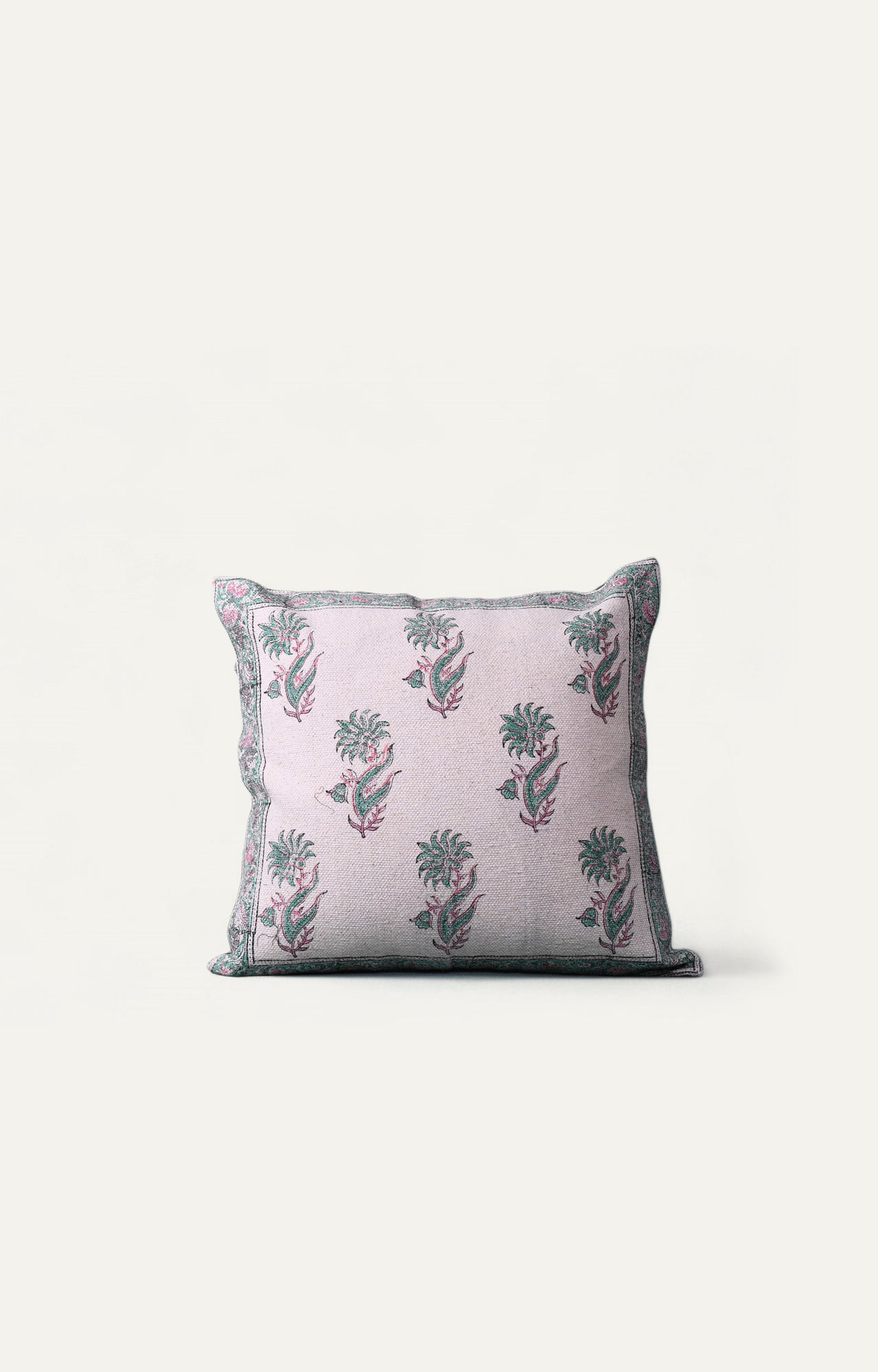 Green Indian Floral Cushion Cover