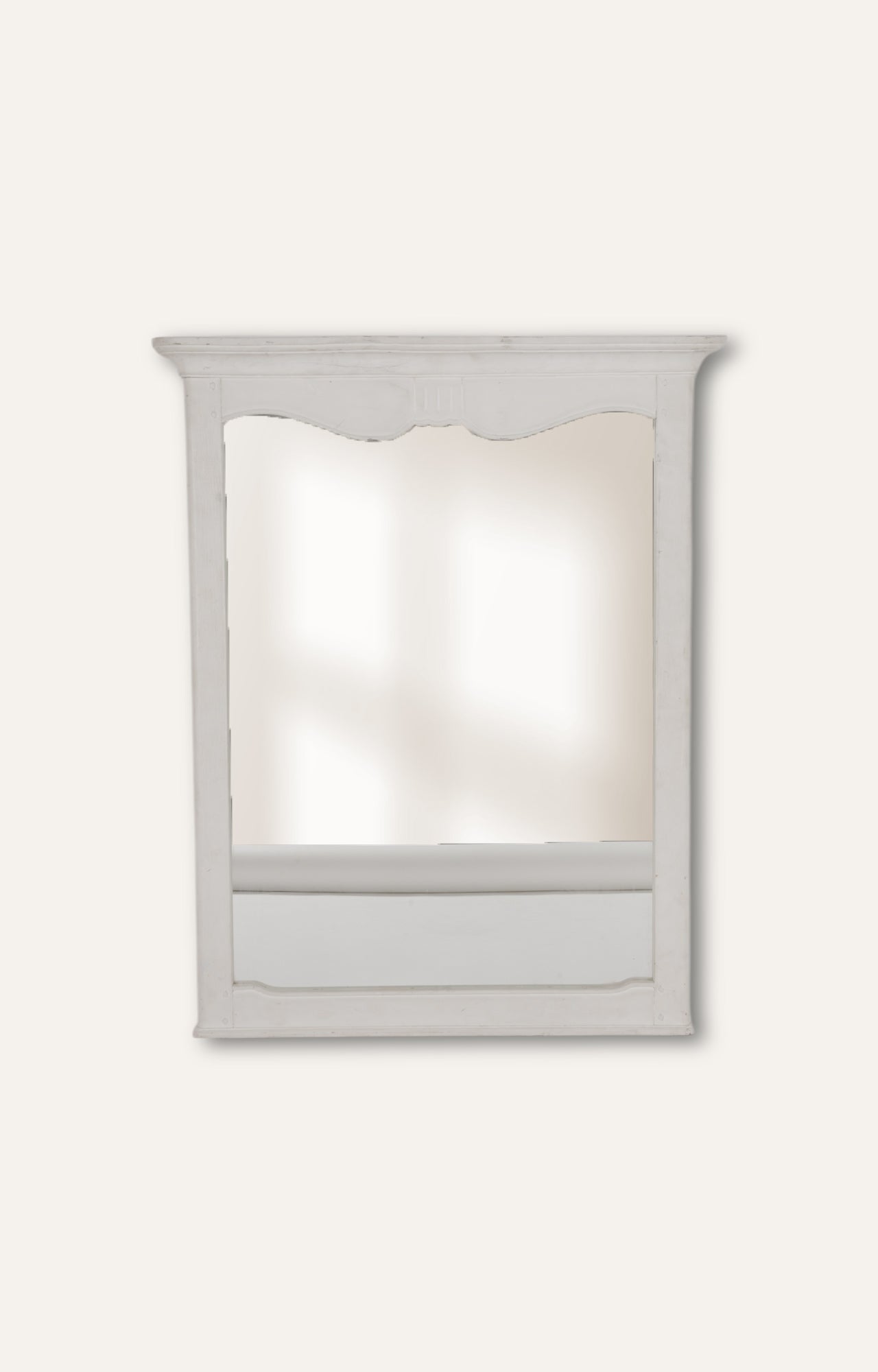 White Wood Frame Wall Mirror with Antique Finish