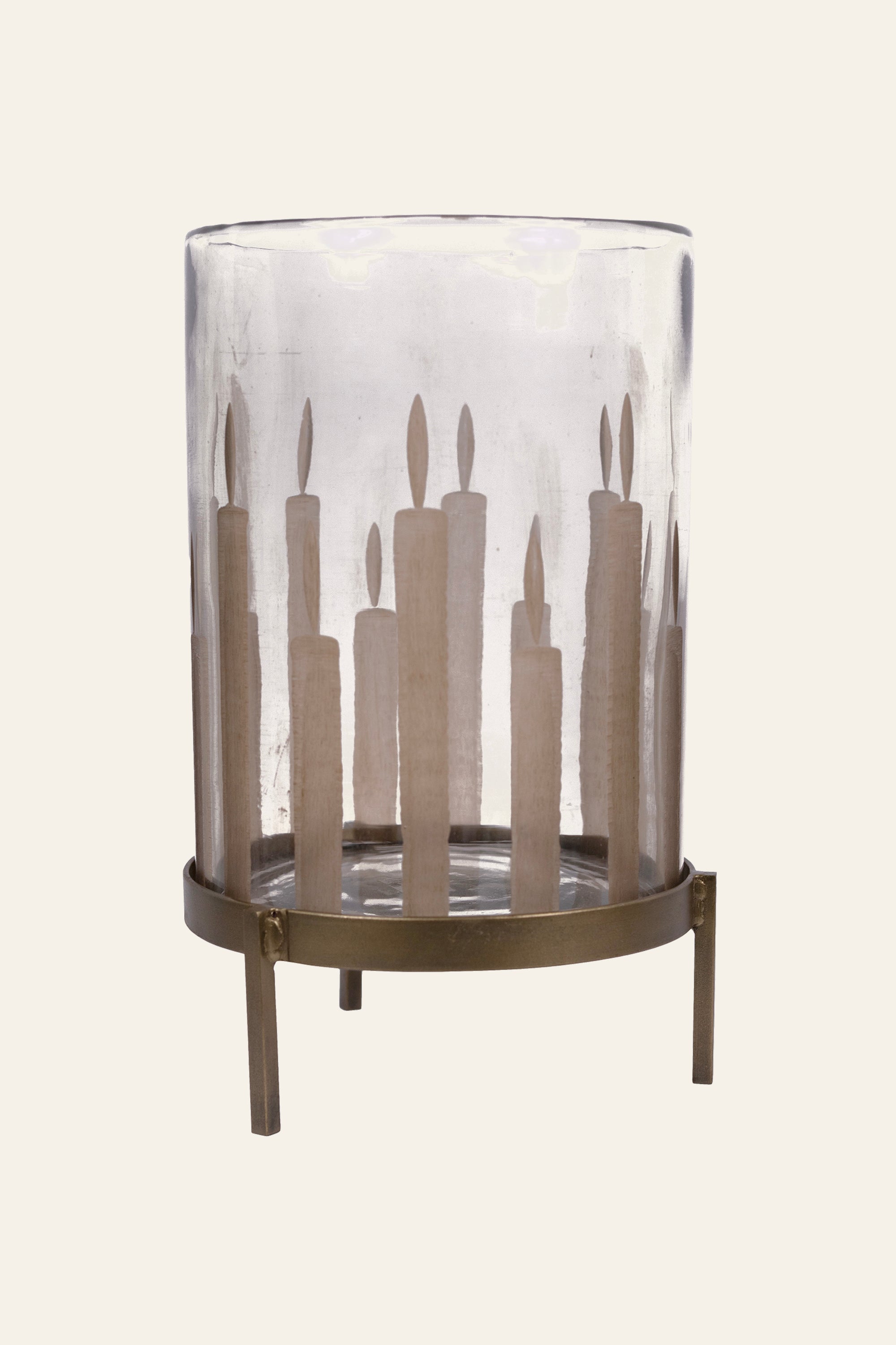 Tall Candle Motif Glass Hurricane Candle Holder