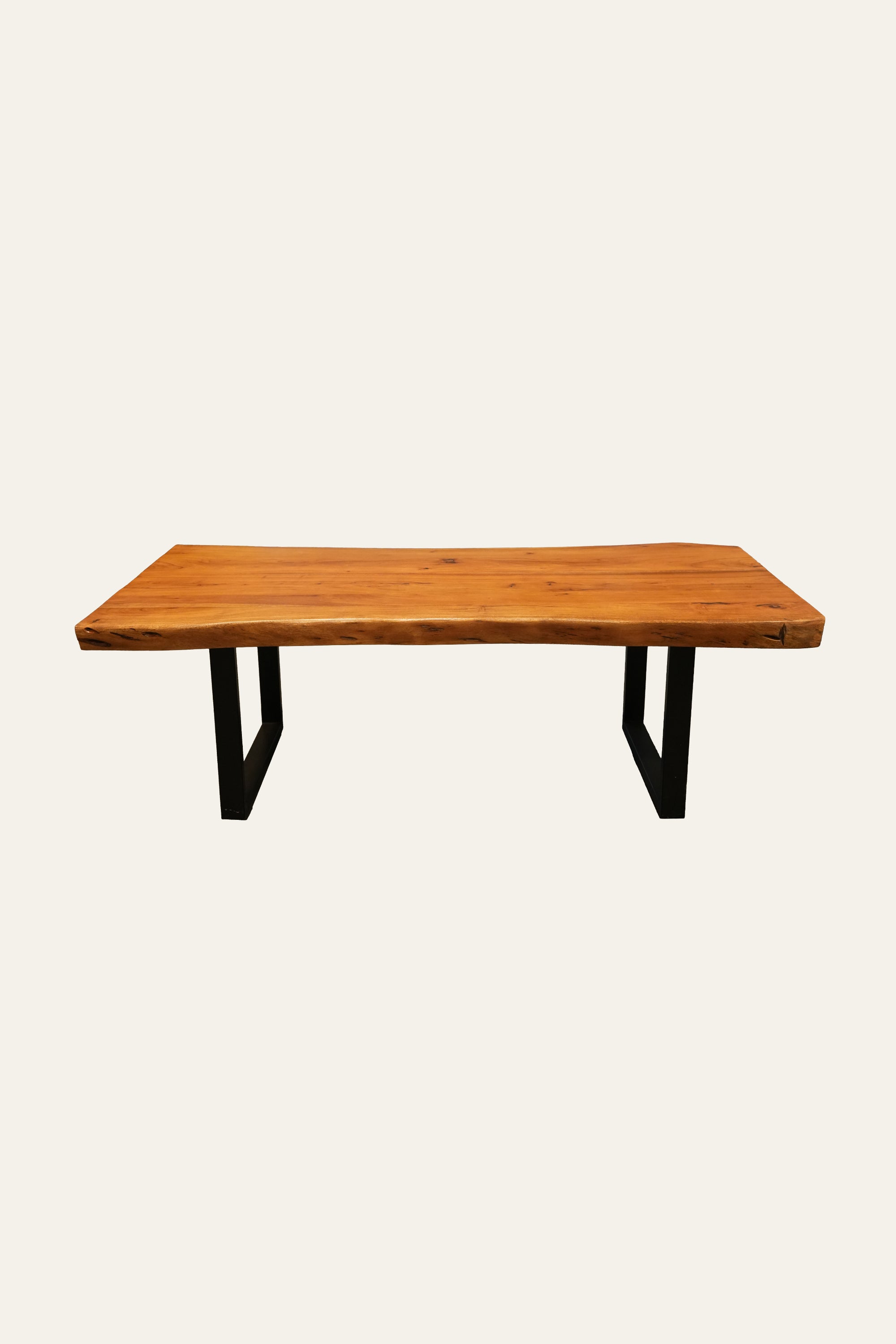 Live Edge Solid Wood Coffee Table with U-shaped Metal Legs