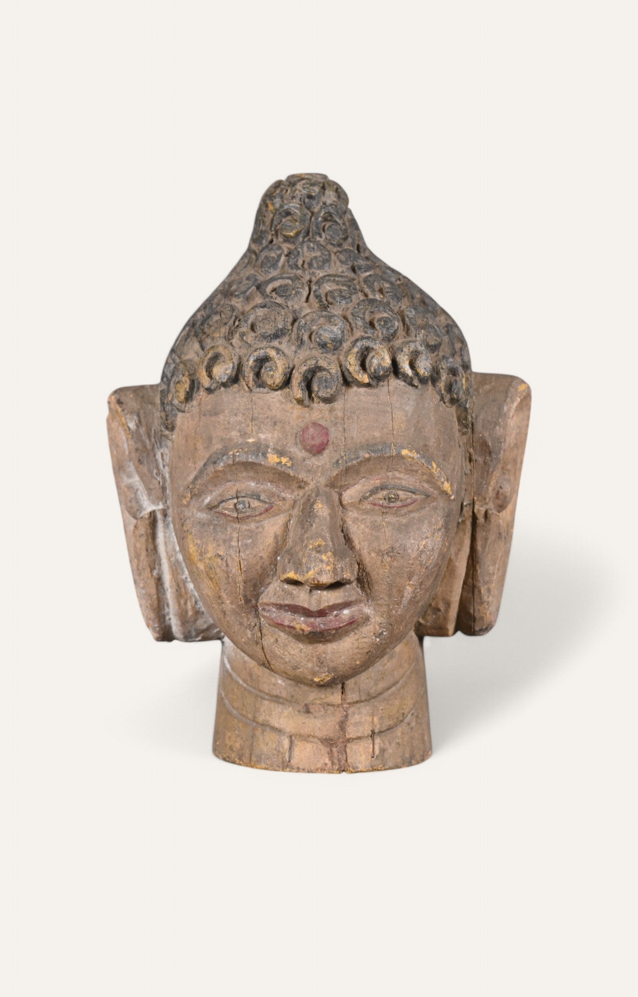 Hand-Carved Wooden Wall Mask of Buddha