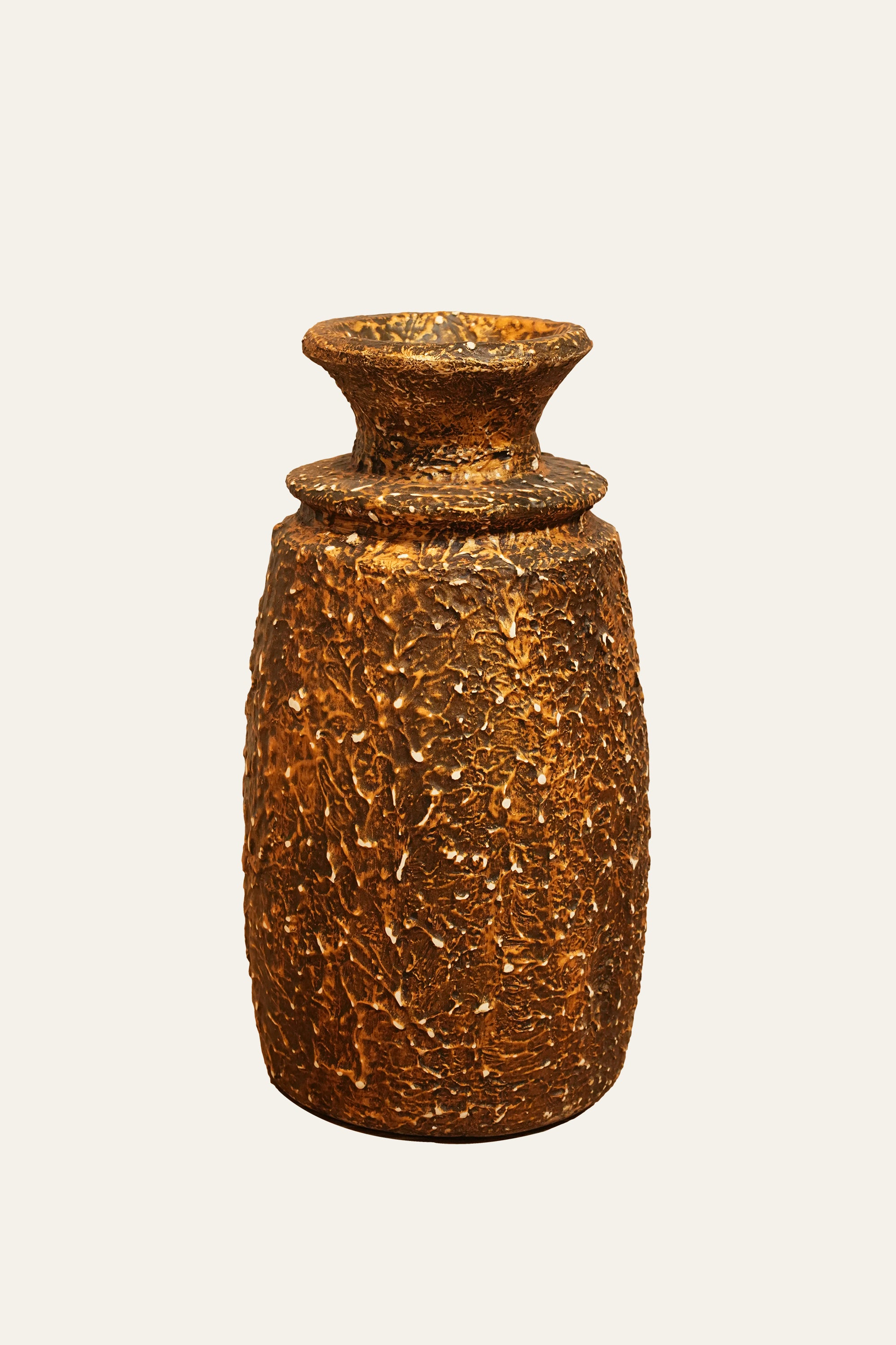 Tall Wooden Pot in Textured Finish
