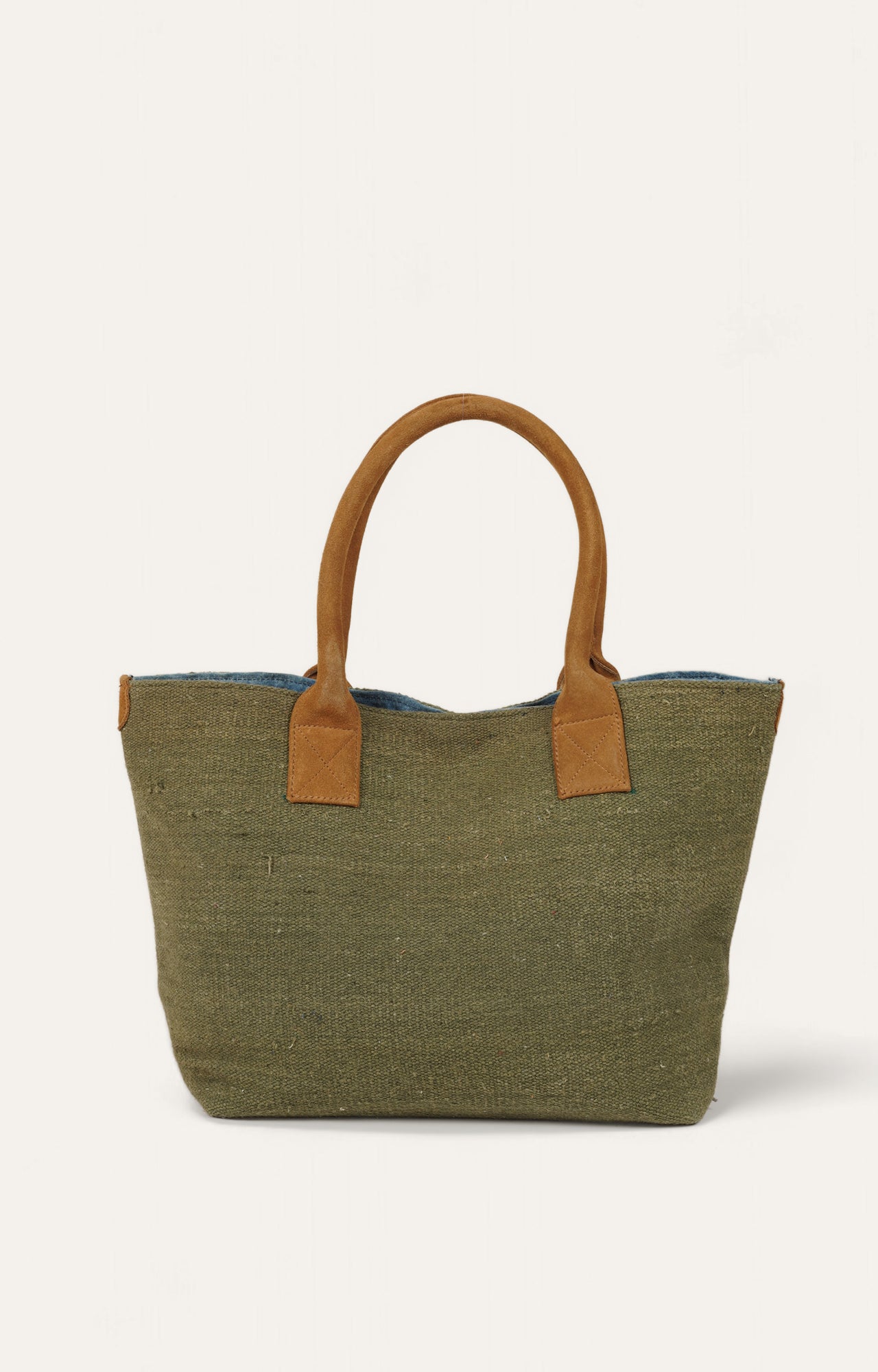 Earthy Green Handwoven Cotton Tote Bag
