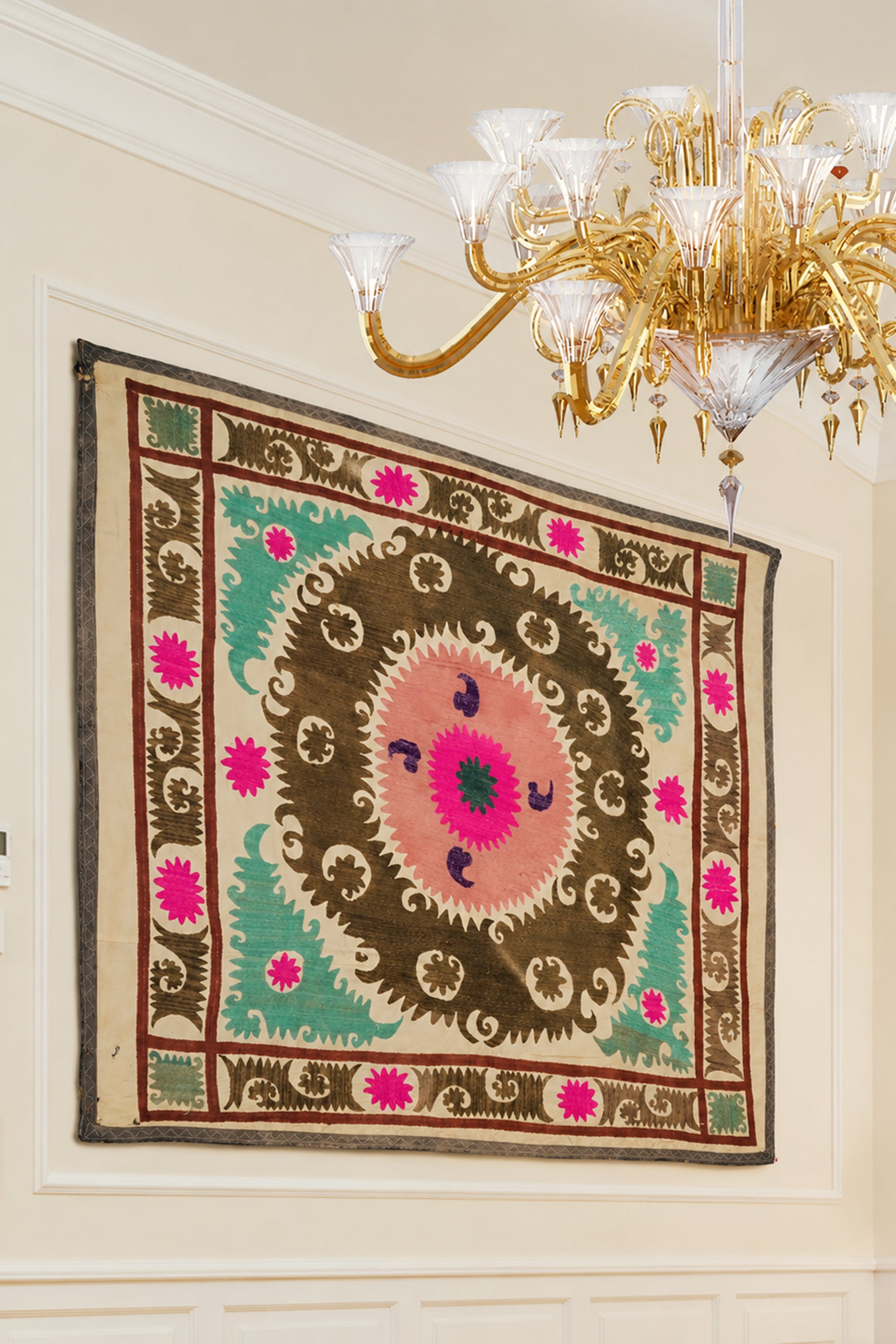 Pastel Medallion Suzani Vintage Wall Hanging