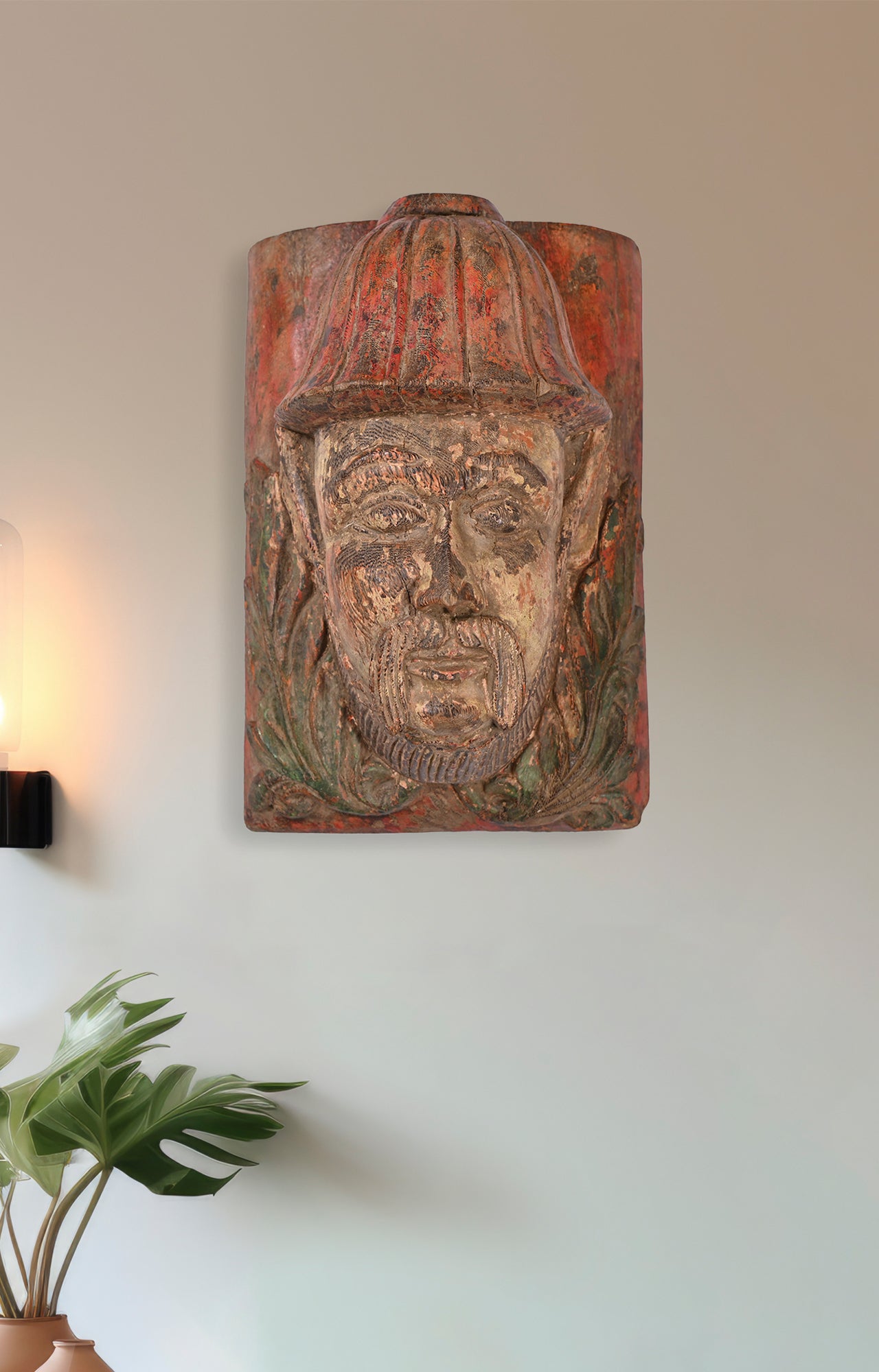 Chinese Man Carved Wooden Mask