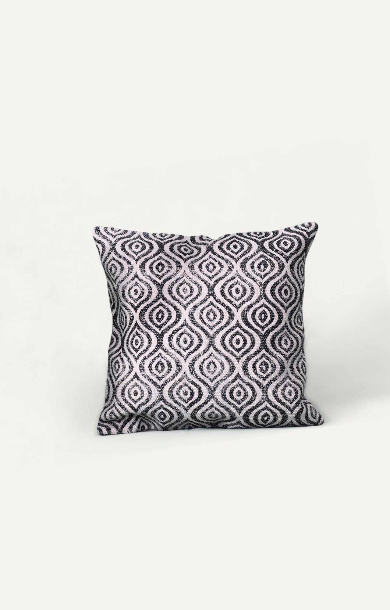 Distorted Pattern Cotton Cushion Cover - Black