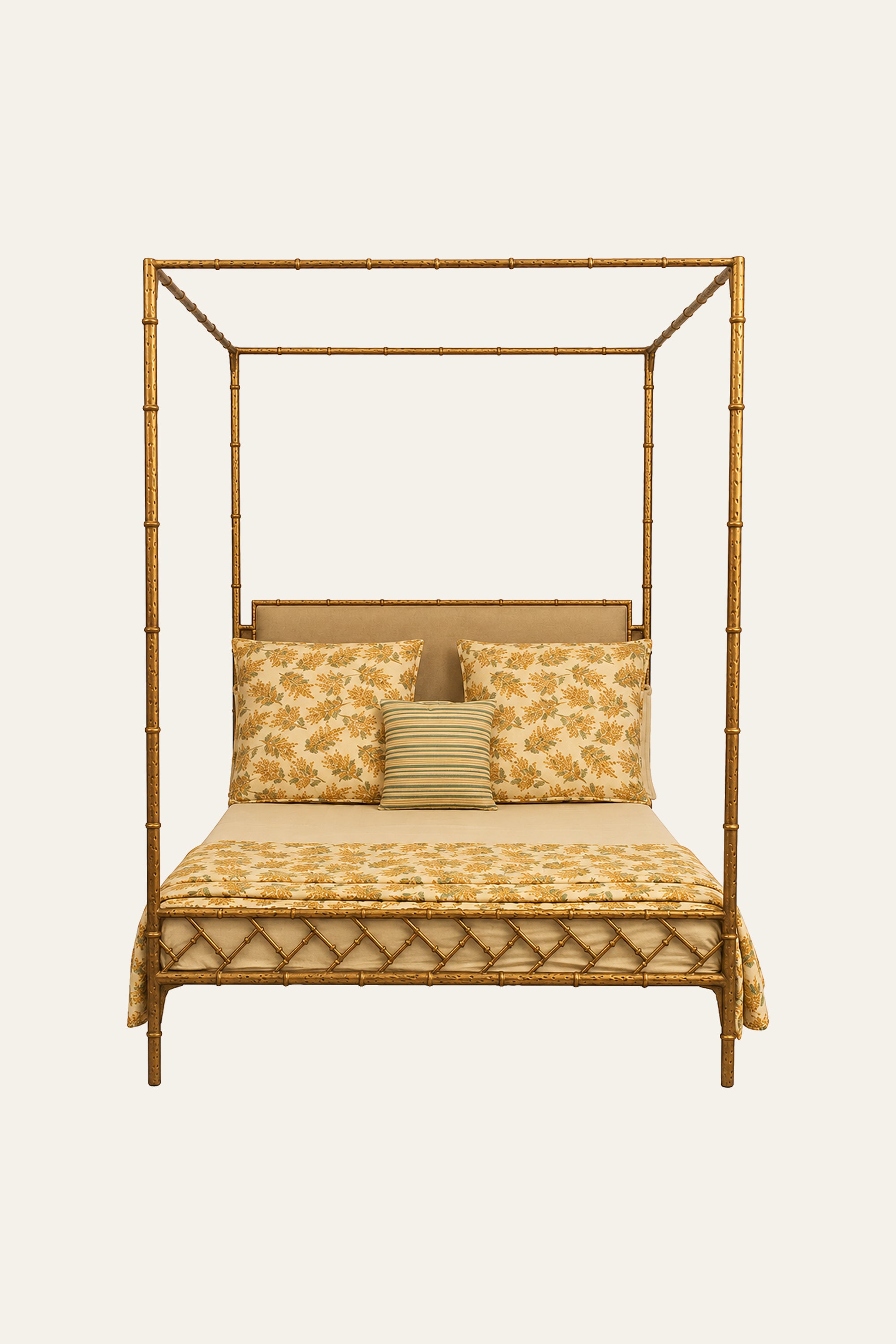 Bamboo-Style Poster Canopy Bed for Kids' Bedroom