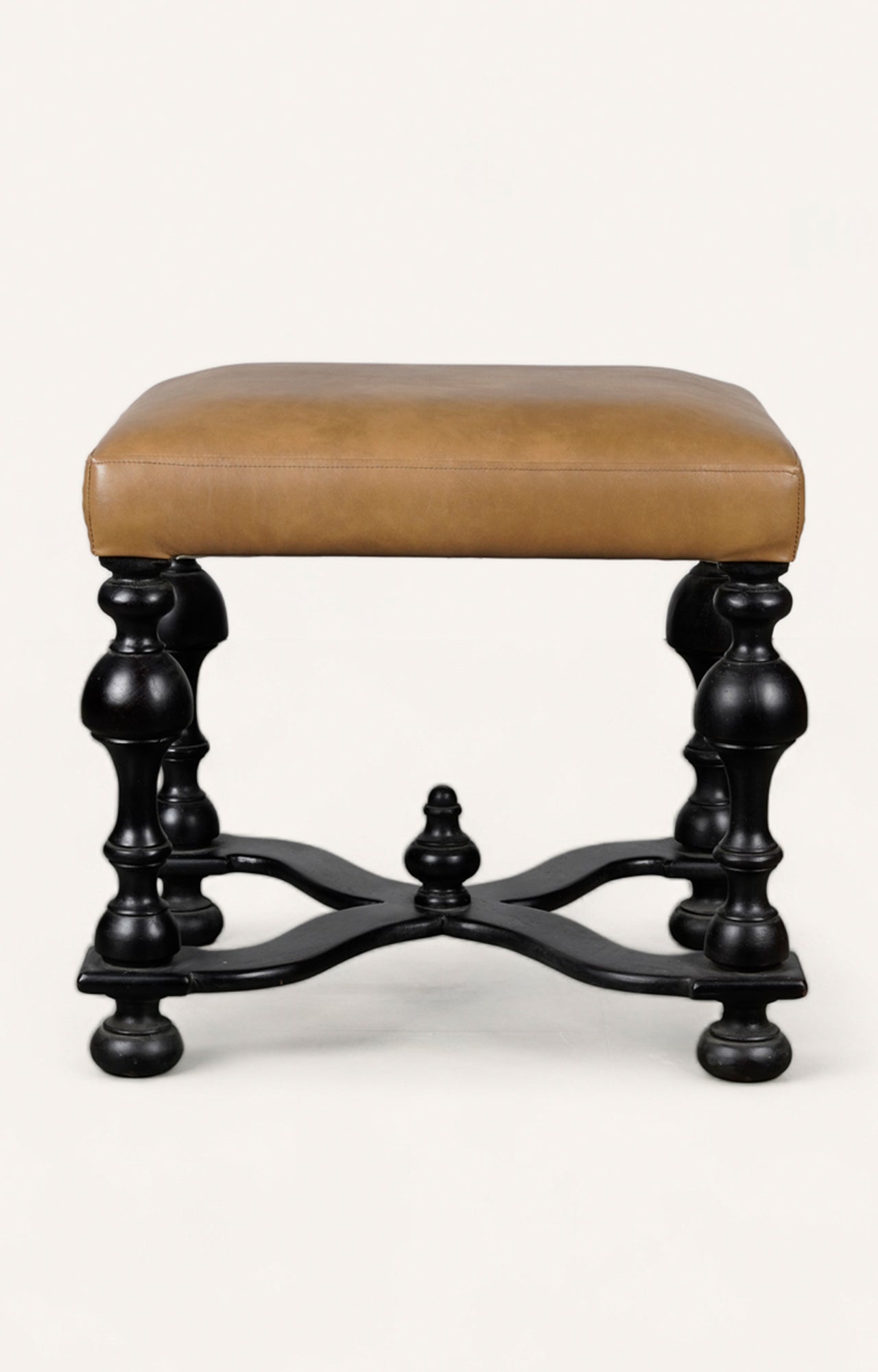 Vintage Leather Upholstered Stool