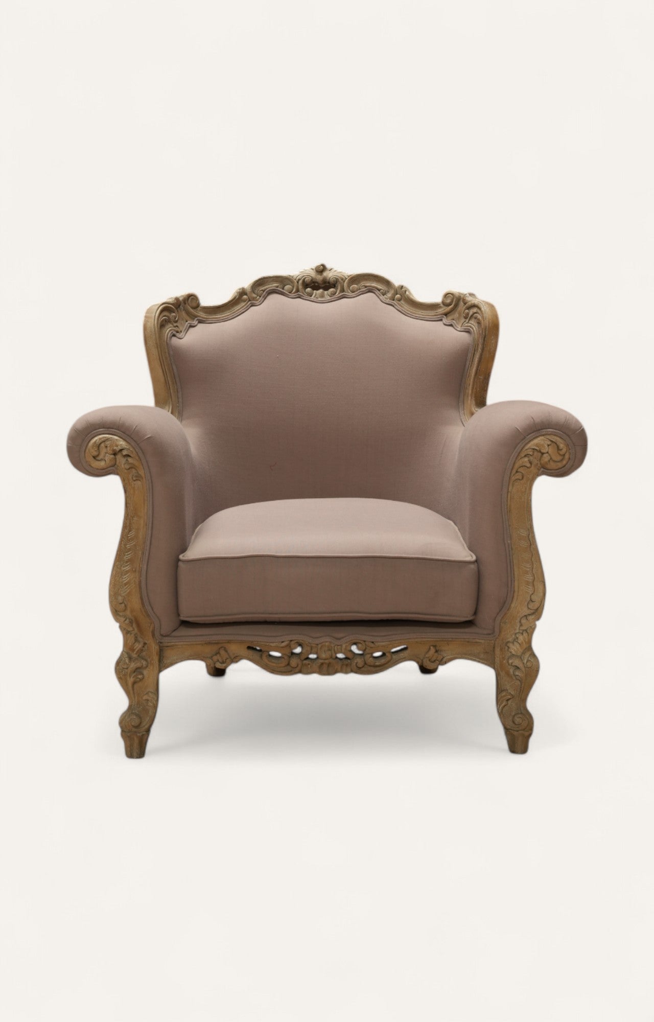 Hand-carved French Velvet Armchair