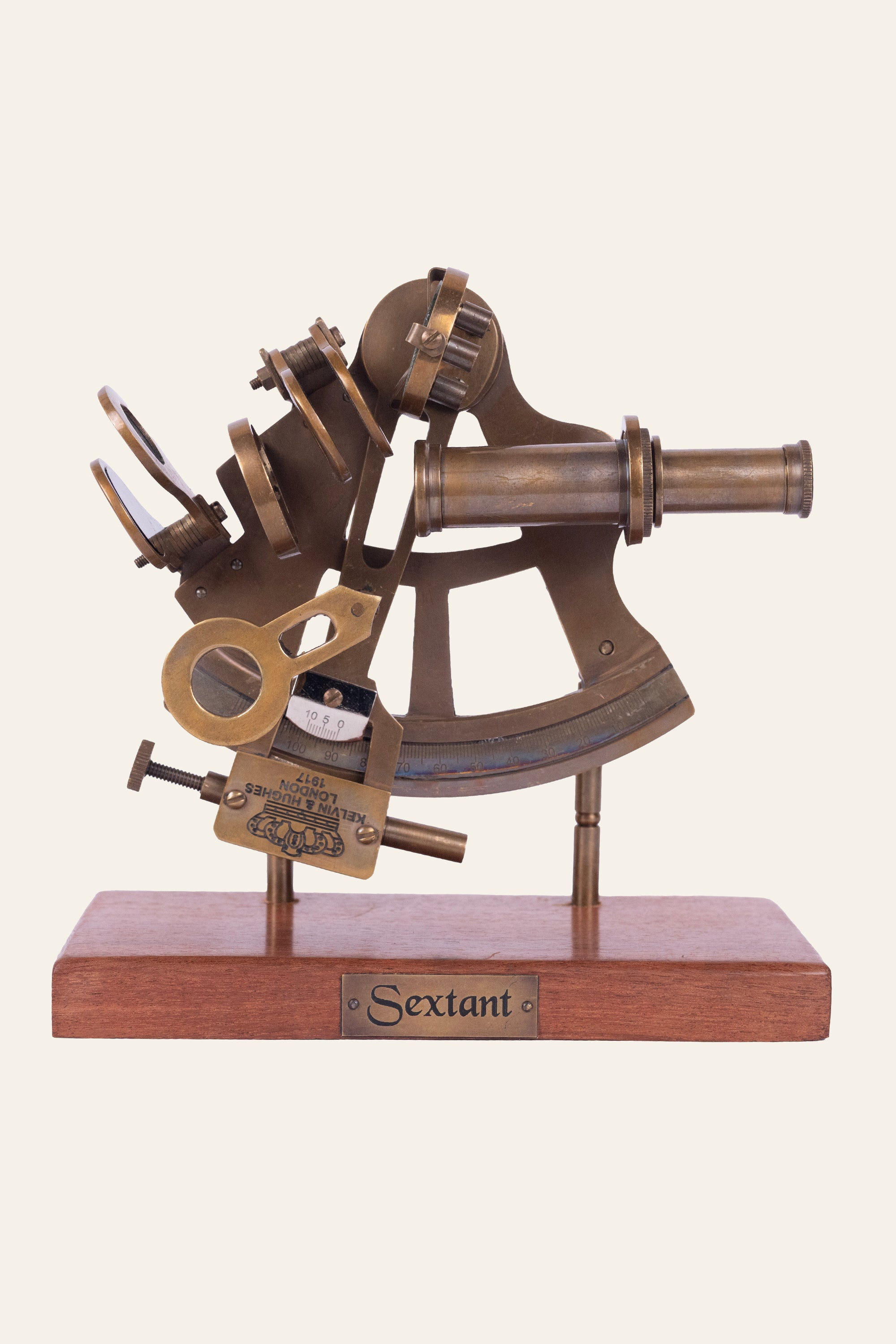 Antique Sextant on Wooden Base