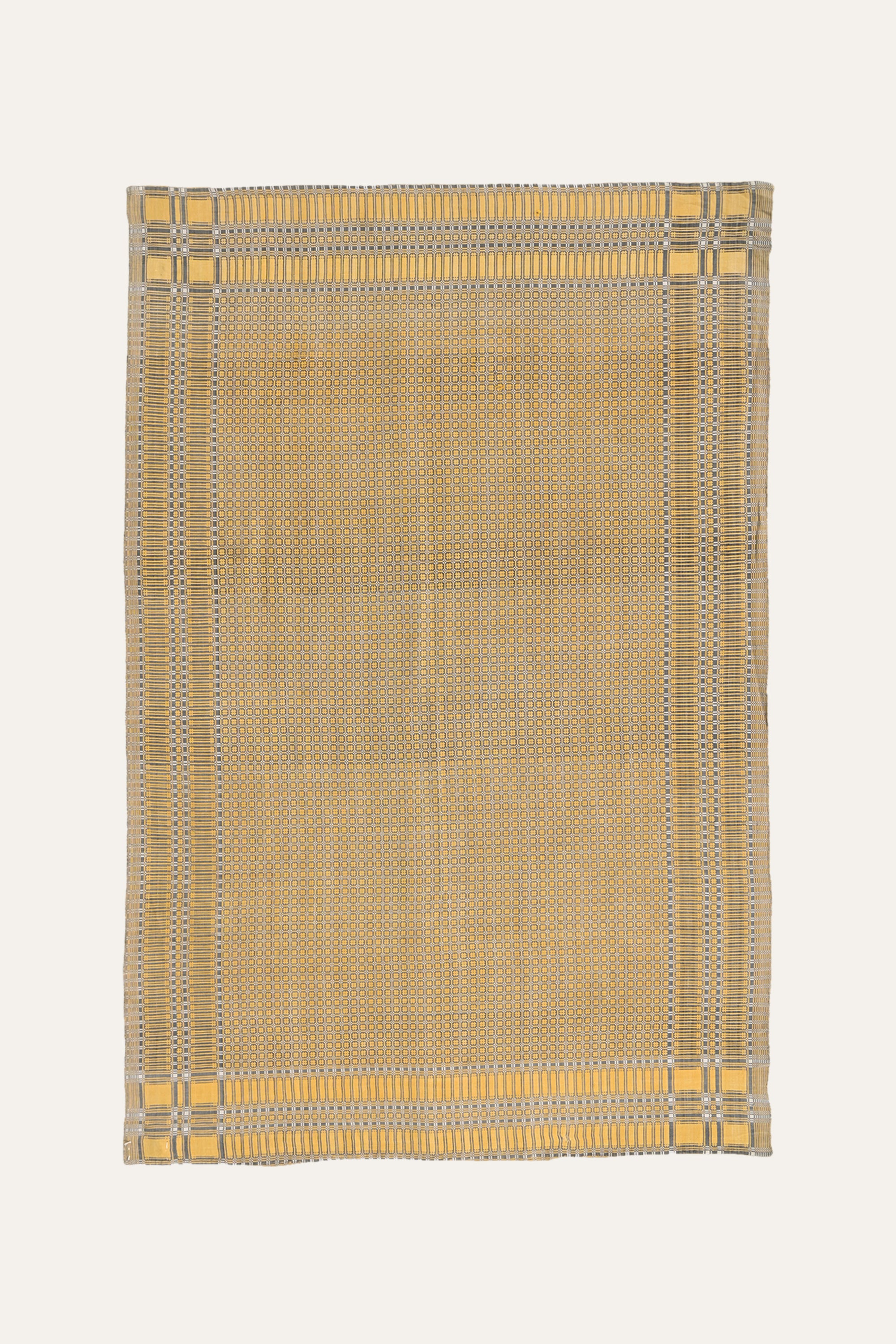 Light Yellow Reversible Khes Wall Hanging with Fringed Edge