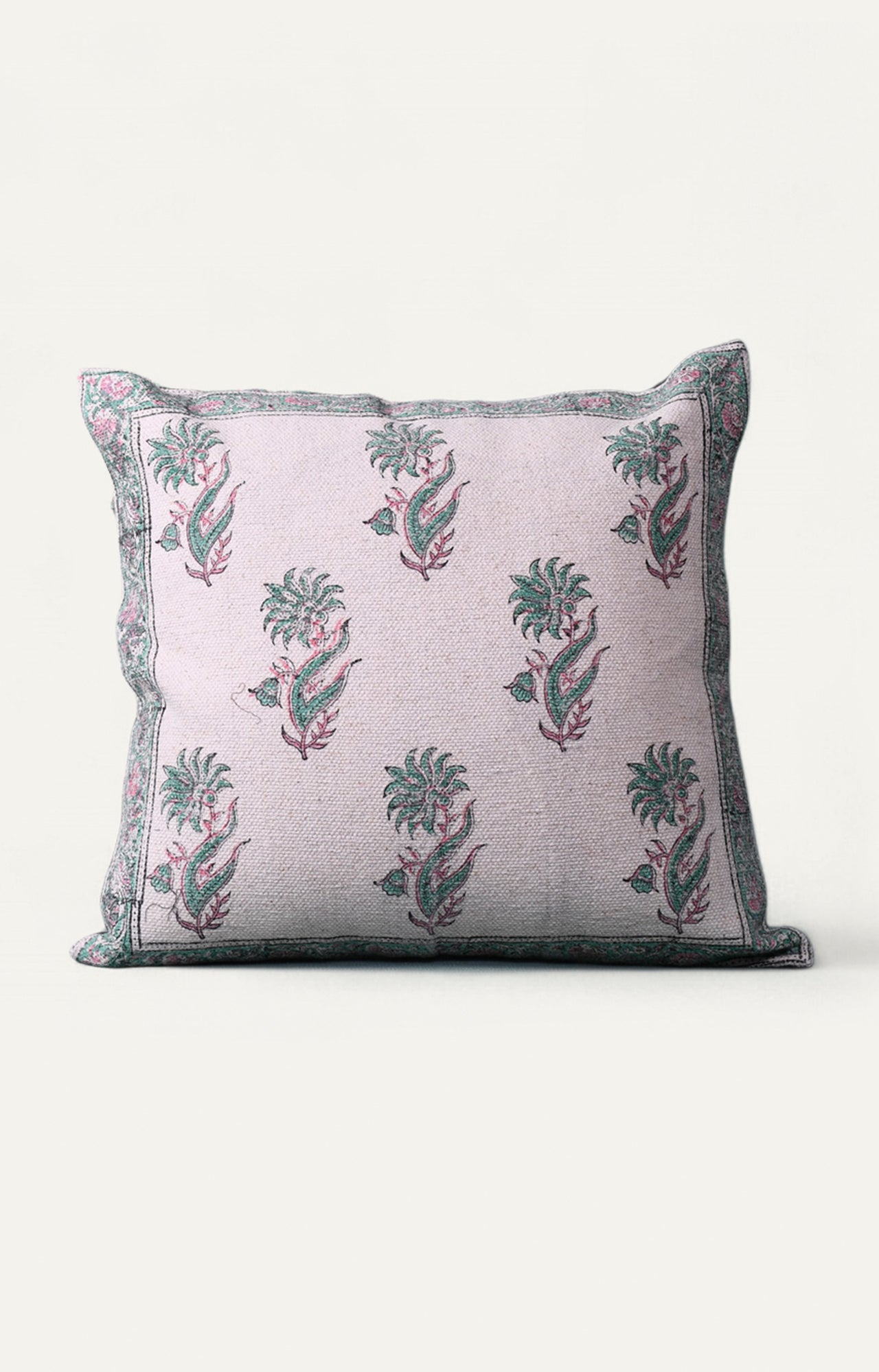 Green Indian Floral Cushion Cover