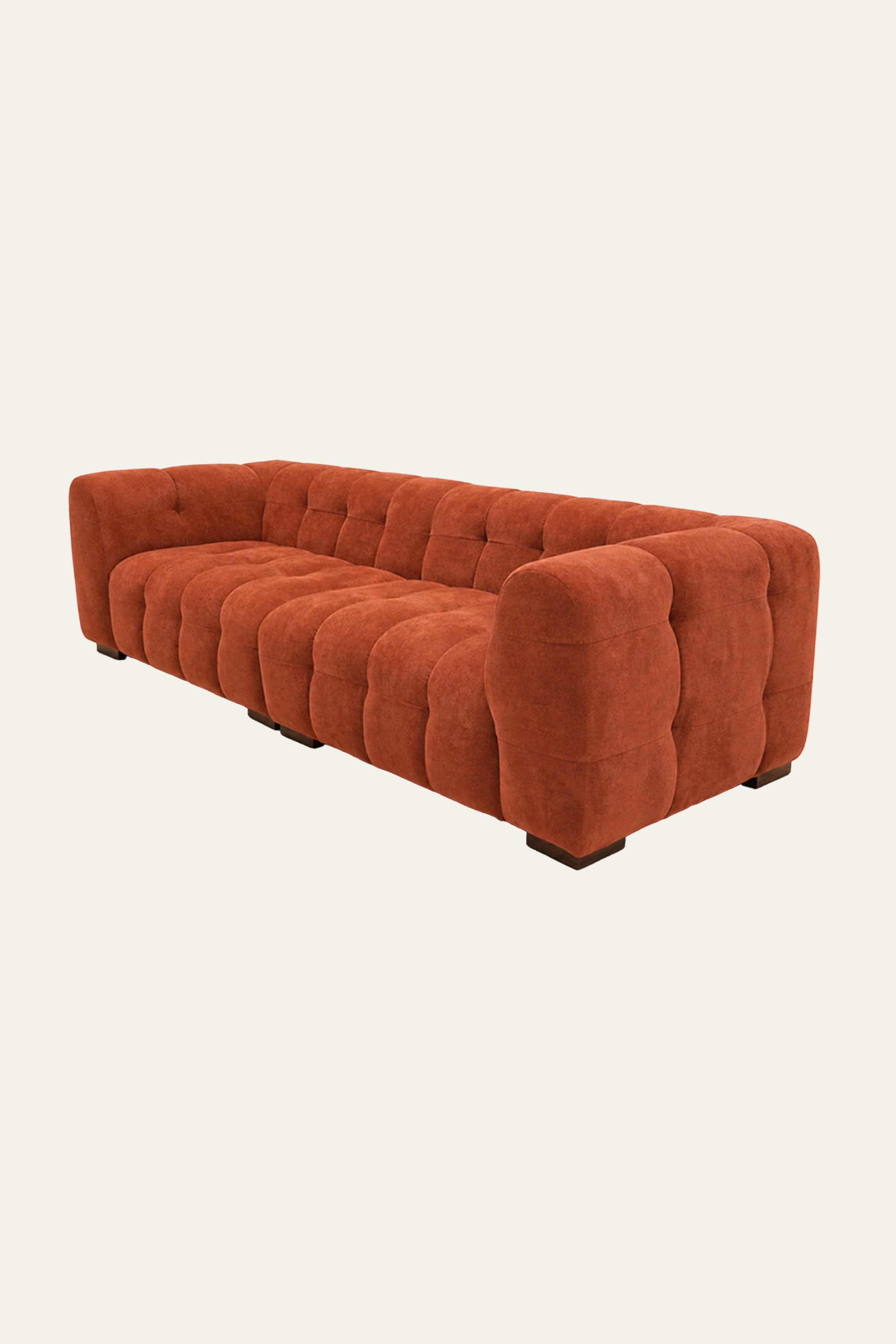Rust Orange Channel 4-Seater Block Sofa for Living Room