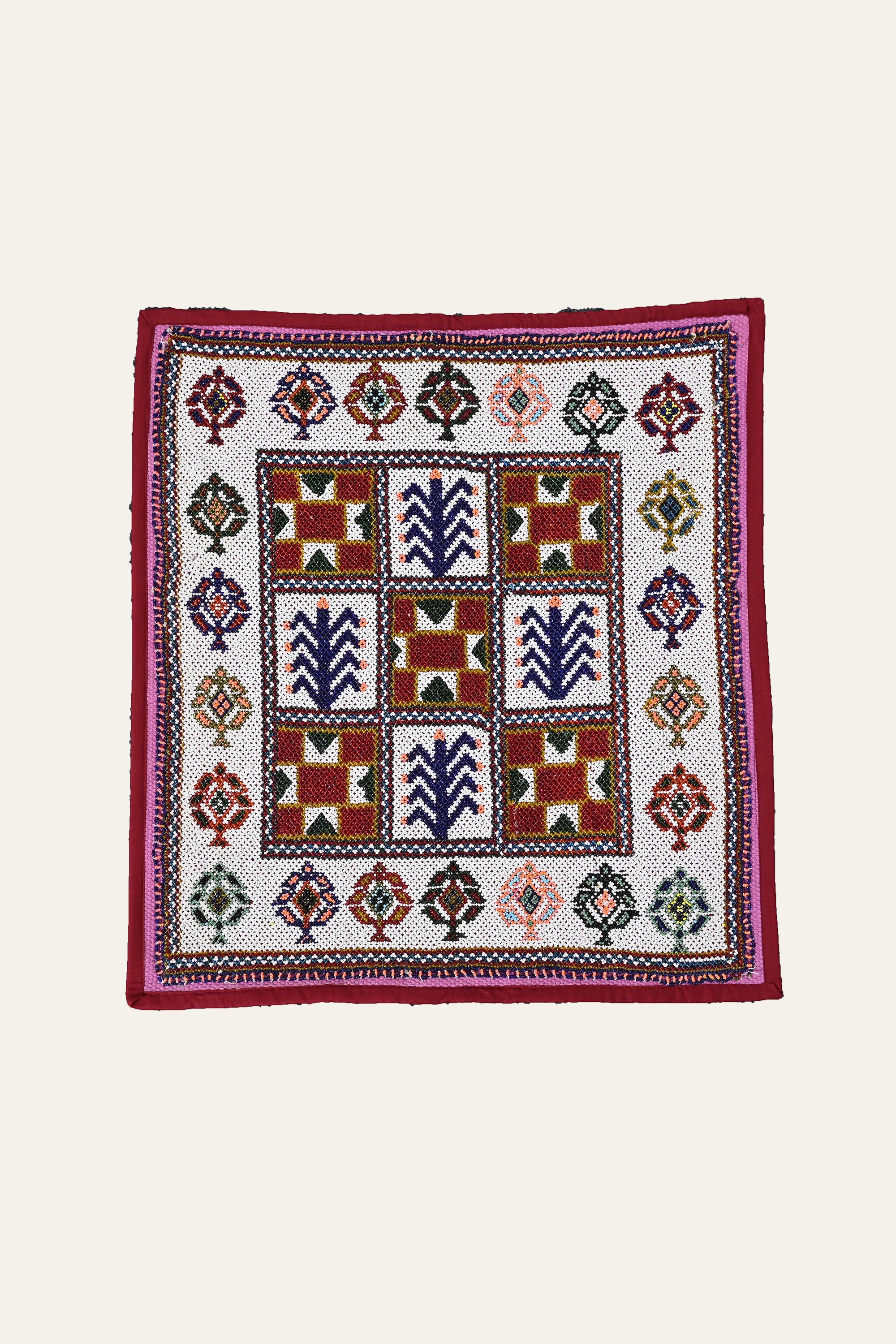 Saurashtra Pearl-Beaded Geometric Textile Wall Hanging