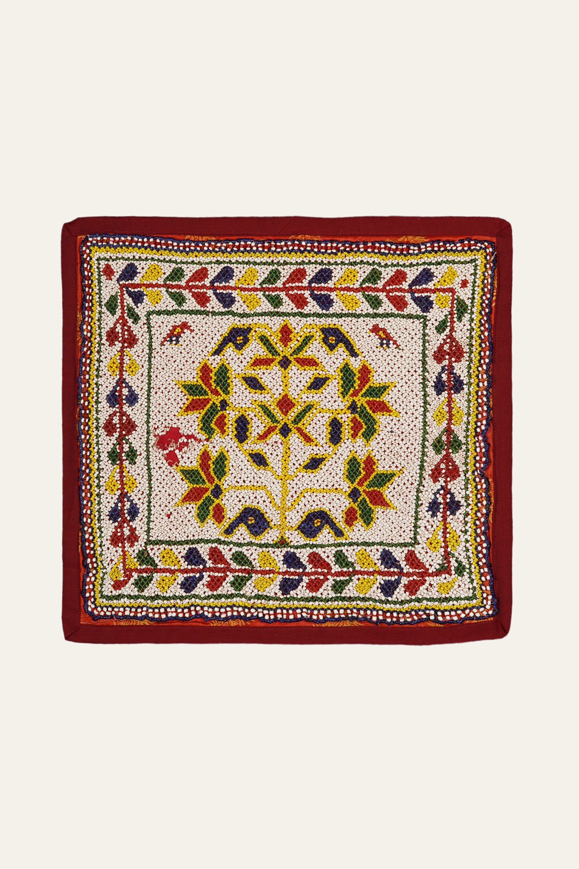 Gujarati Pearl-Beaded Folk Textile Wall Art